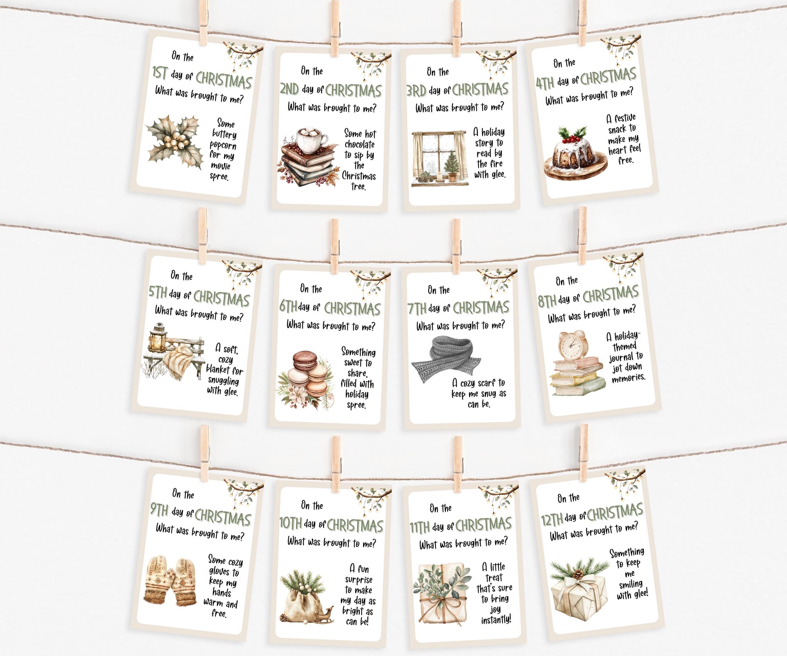 Unique Gift tags, 12 Days of Christmas Gift Tags, Printable Holiday Tags for Teachers, Secret Santa Gifts, Holiday Countdown, Christmas Gift-Christmas -TheHustlingCatLady-Party Games