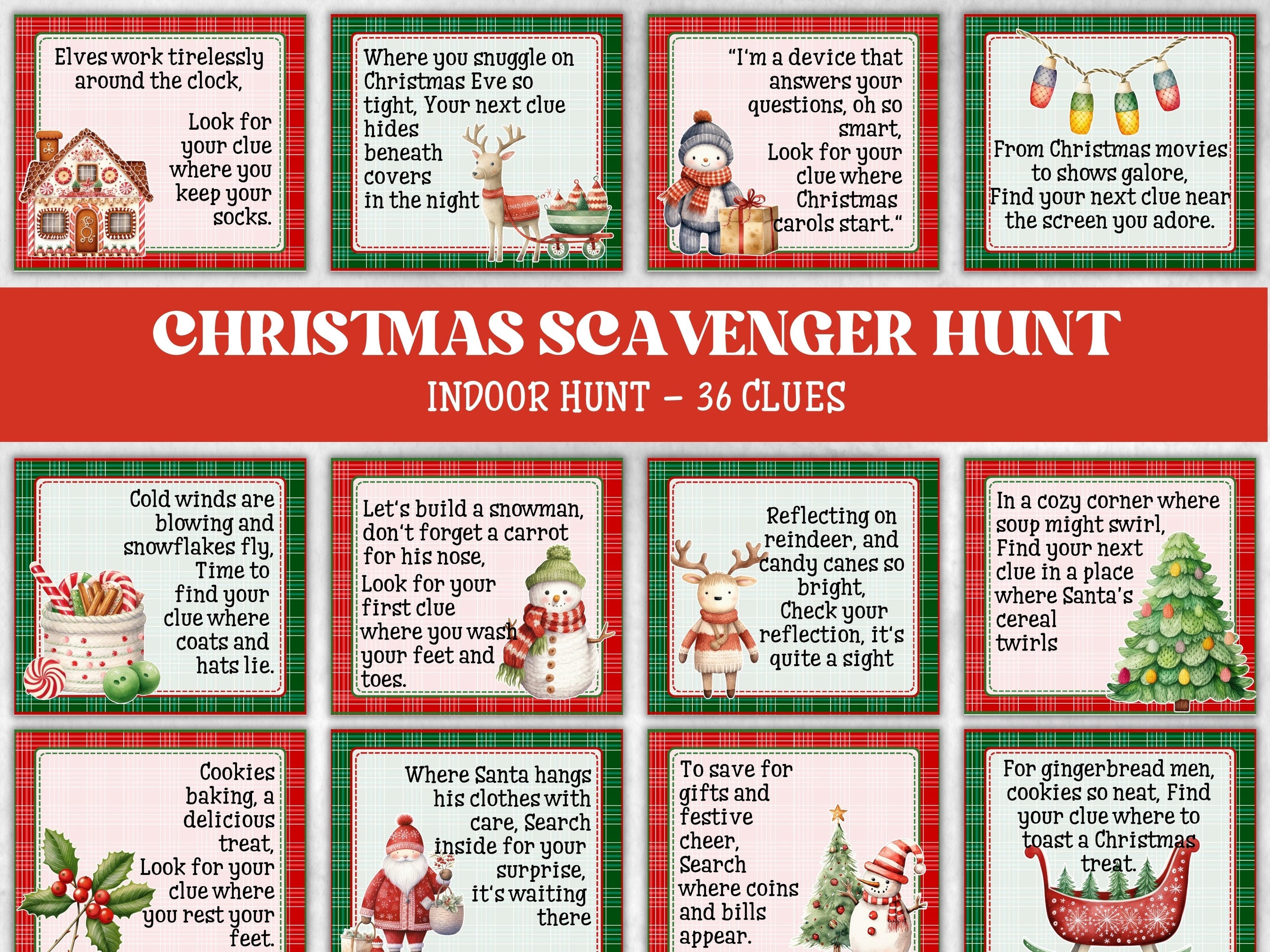 1 5604b2bf 28fe 46c3 9e62 aac215f66447 xmas scavenger hunt activity - 36 clues | indoor scavenger hunt