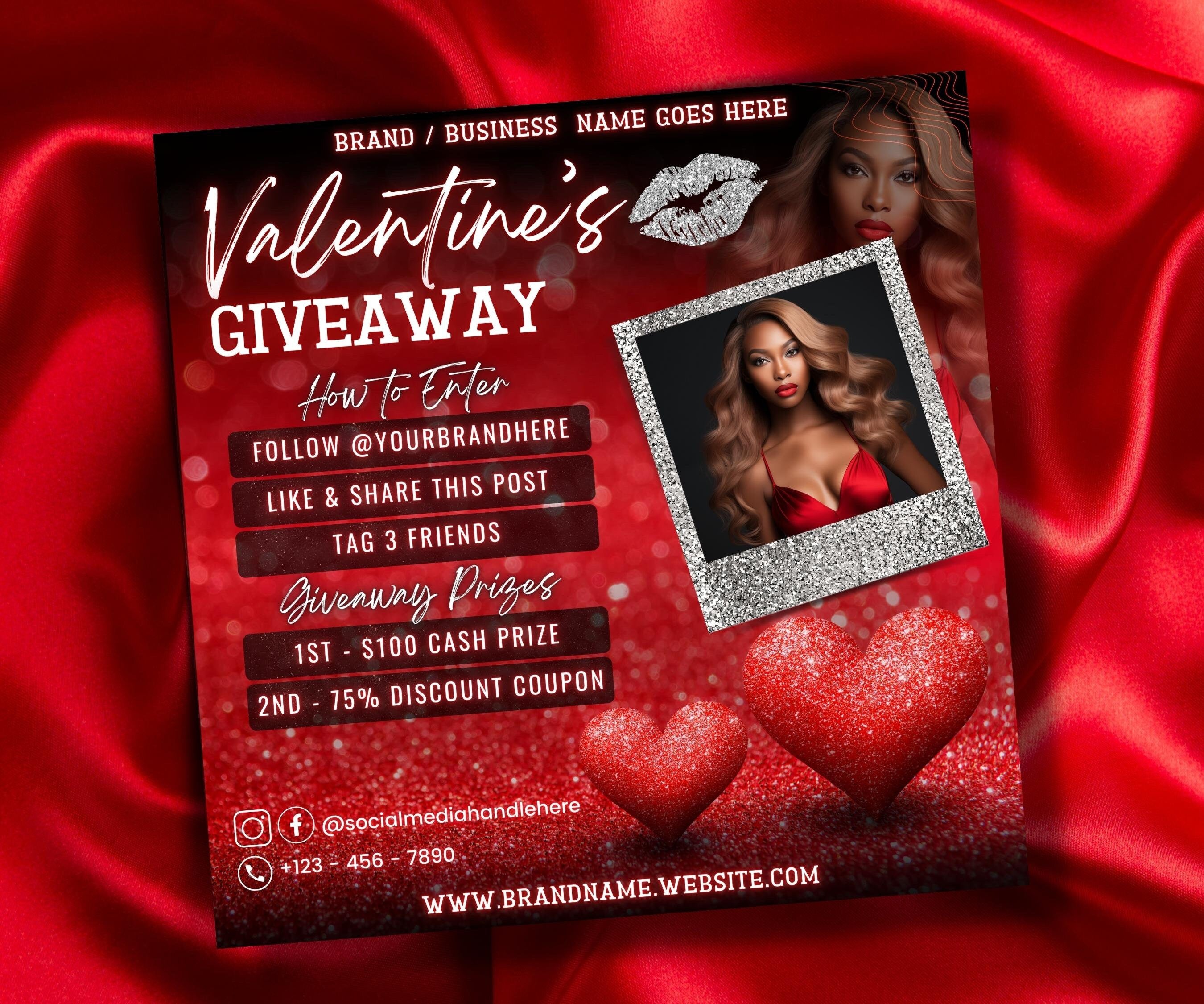 DIY Flyer I Like and Share I Valentines Giveaway Flyer | Social Media Template | Social Media Giveaway | Valentine Day raffle I Enter to Win