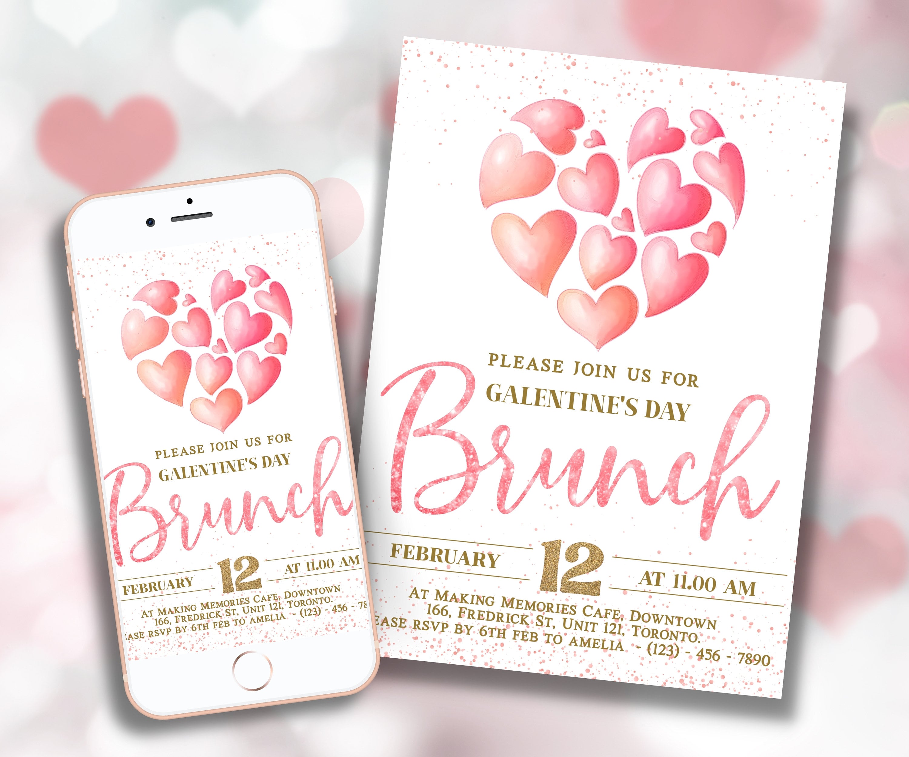 Editable in Corjl Galentines Tea Party Invitation | Galentines Day I Gift Exchange Galentine Day Invitation | Editable Galentine'S Invite