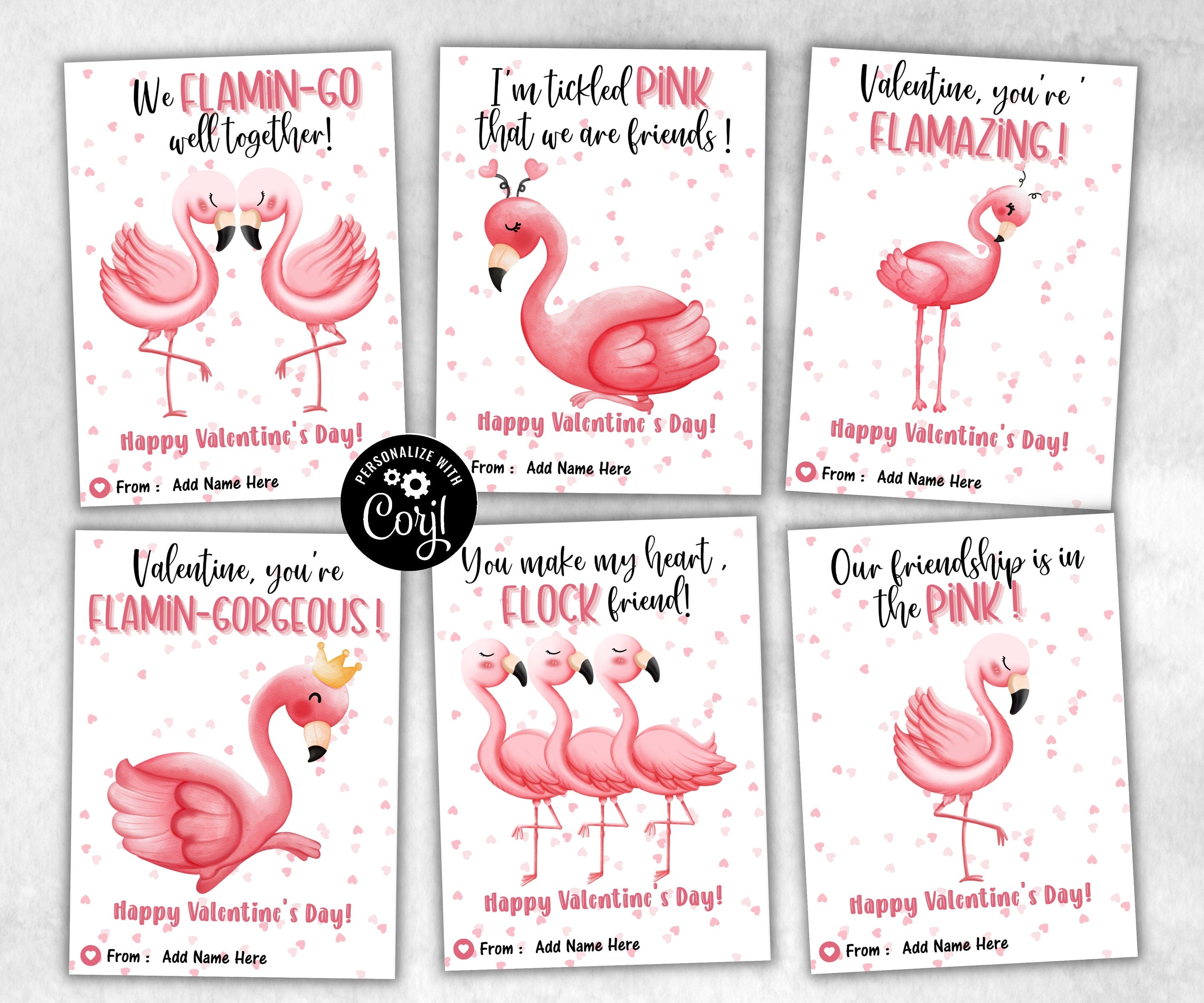 Flamingo Valentine | School Valentines | Editable Anniversary Card | Cards For Kids I Pink Valentine I Pink Flamingo Cards I Flamingo Card