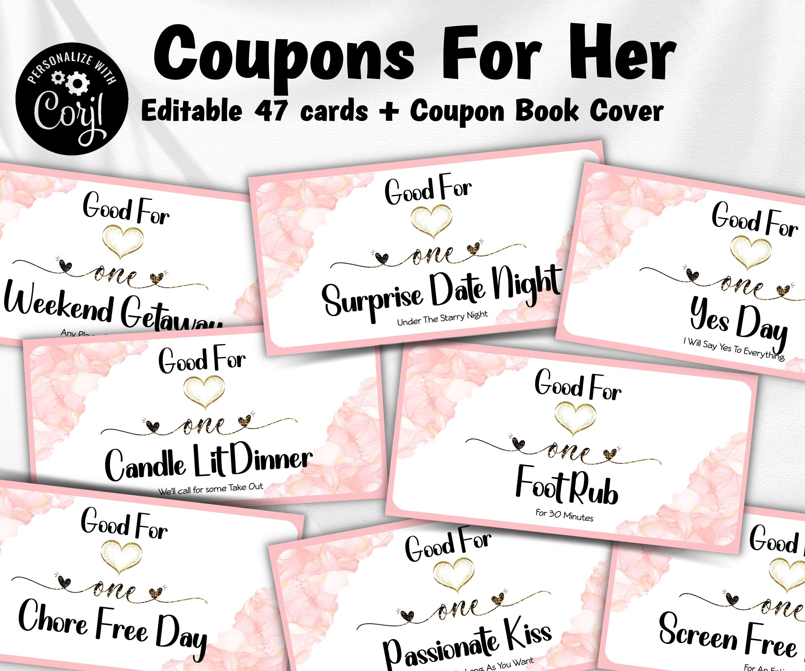 Gifts For Her I Valentine Coupon Book | Valentine'S Day Gift | Printable Coupon Book | Printable Valentines Coupons | Love Coupons | For Kid
