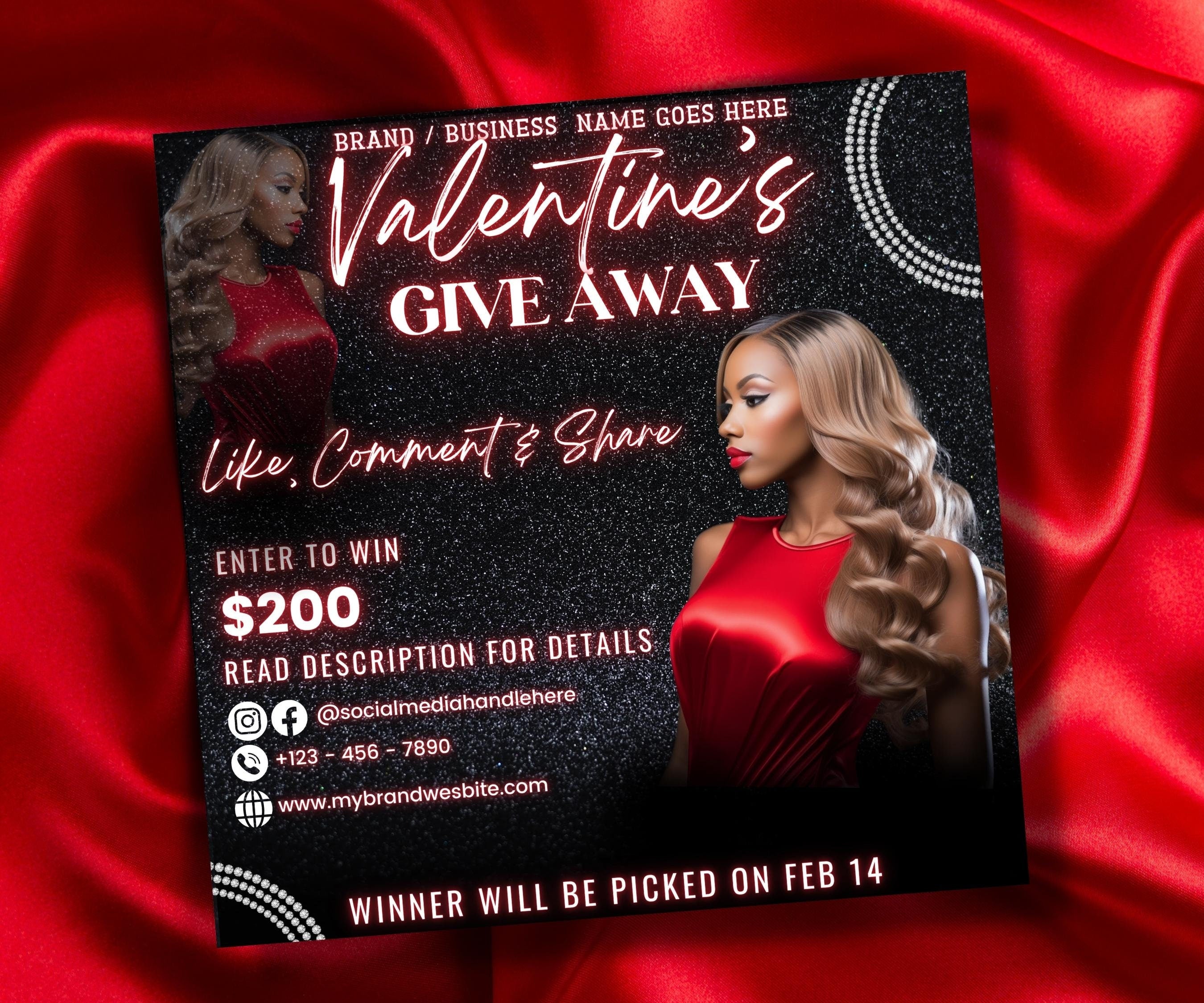 Instagram Flyer I Valentines Day Raffle Giveaway Flyer | Like And Share | Valentine Day raffle | Social Media Giveaway | Instagram Template