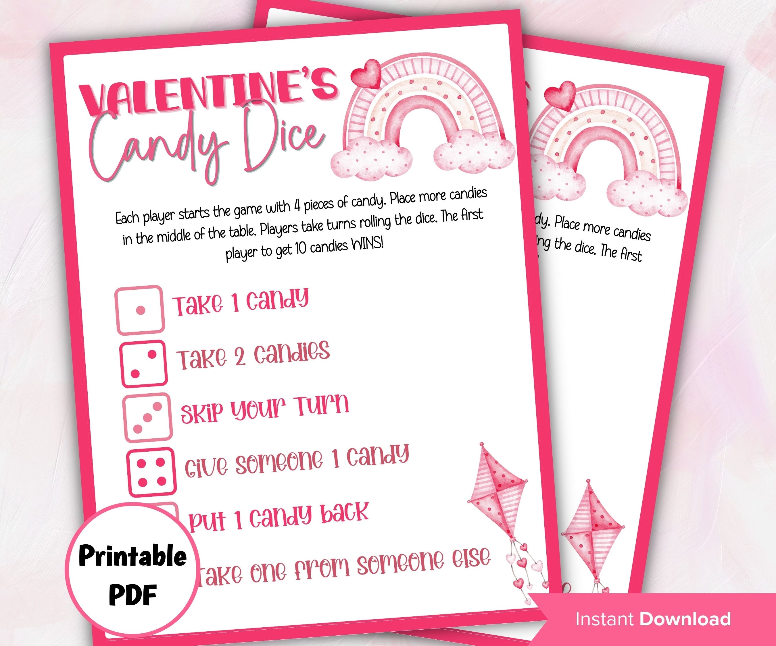 Valentine'S Party Game I Valentine Cards | Valentine'S Day | Video Game Printable | Printable Valentine Party Games I Roll A Dice Game