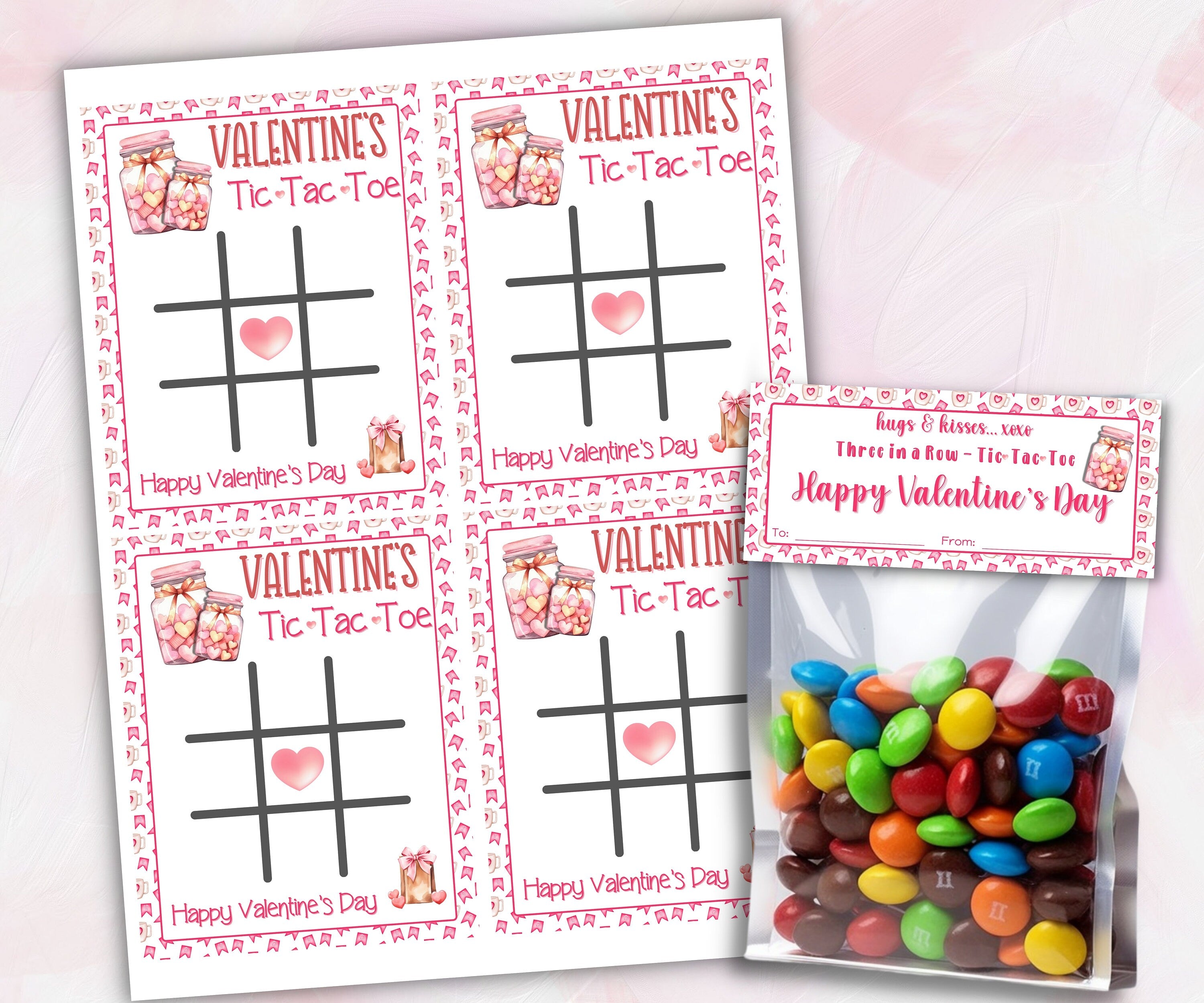 Printable Valentine'S Day Tic Tac Toe Cards | Tic Tac Toe Valentine | Kids Class Valentine Card | Game Tag | Printable Valentine I Daycare