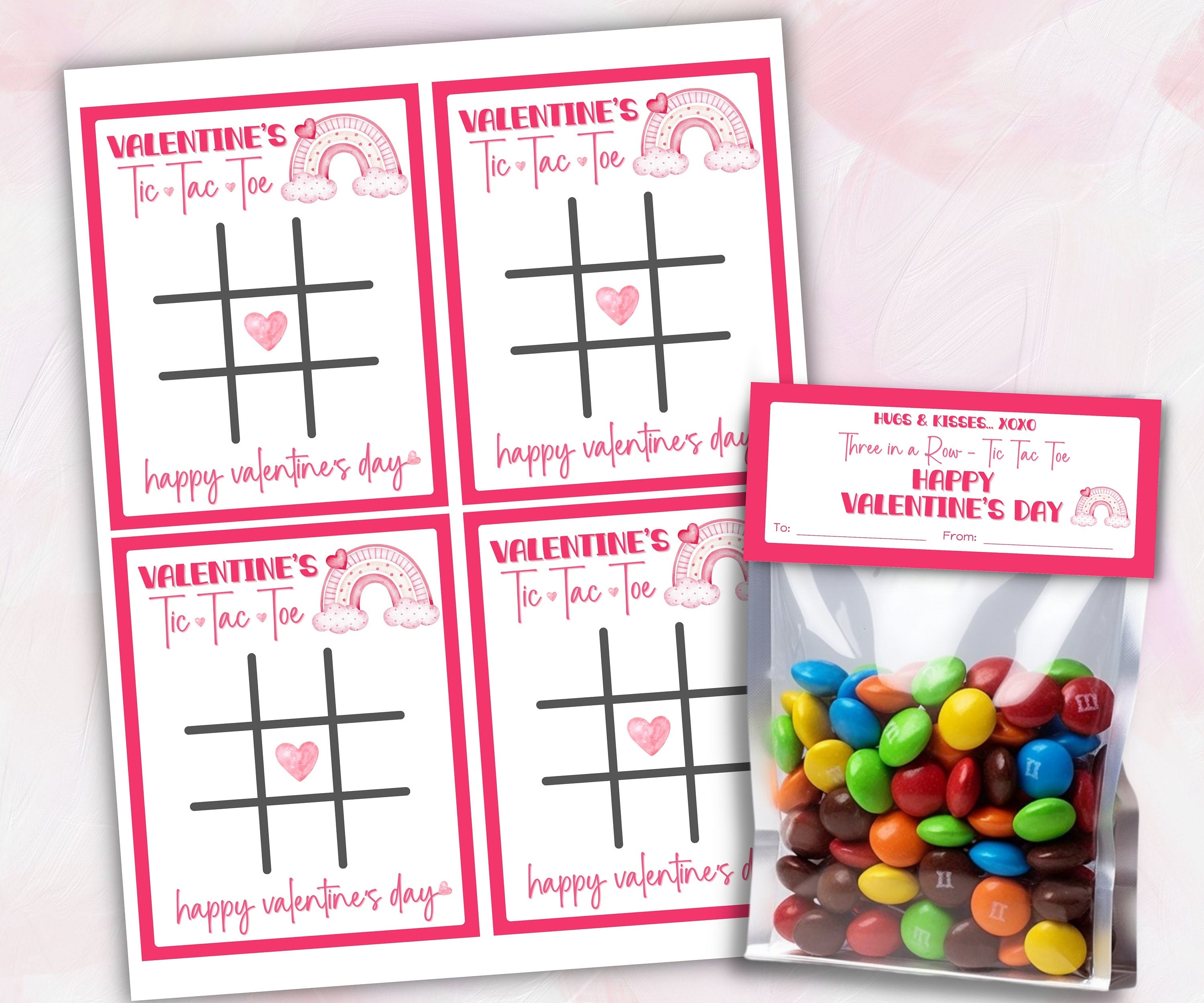Tic Tac Toe Valentine | Xoxo Tags | Teacher Classroom School Kids Gift | Classroom Valentines | Easy School Game | Tic-Tac-Toe Valentine tag
