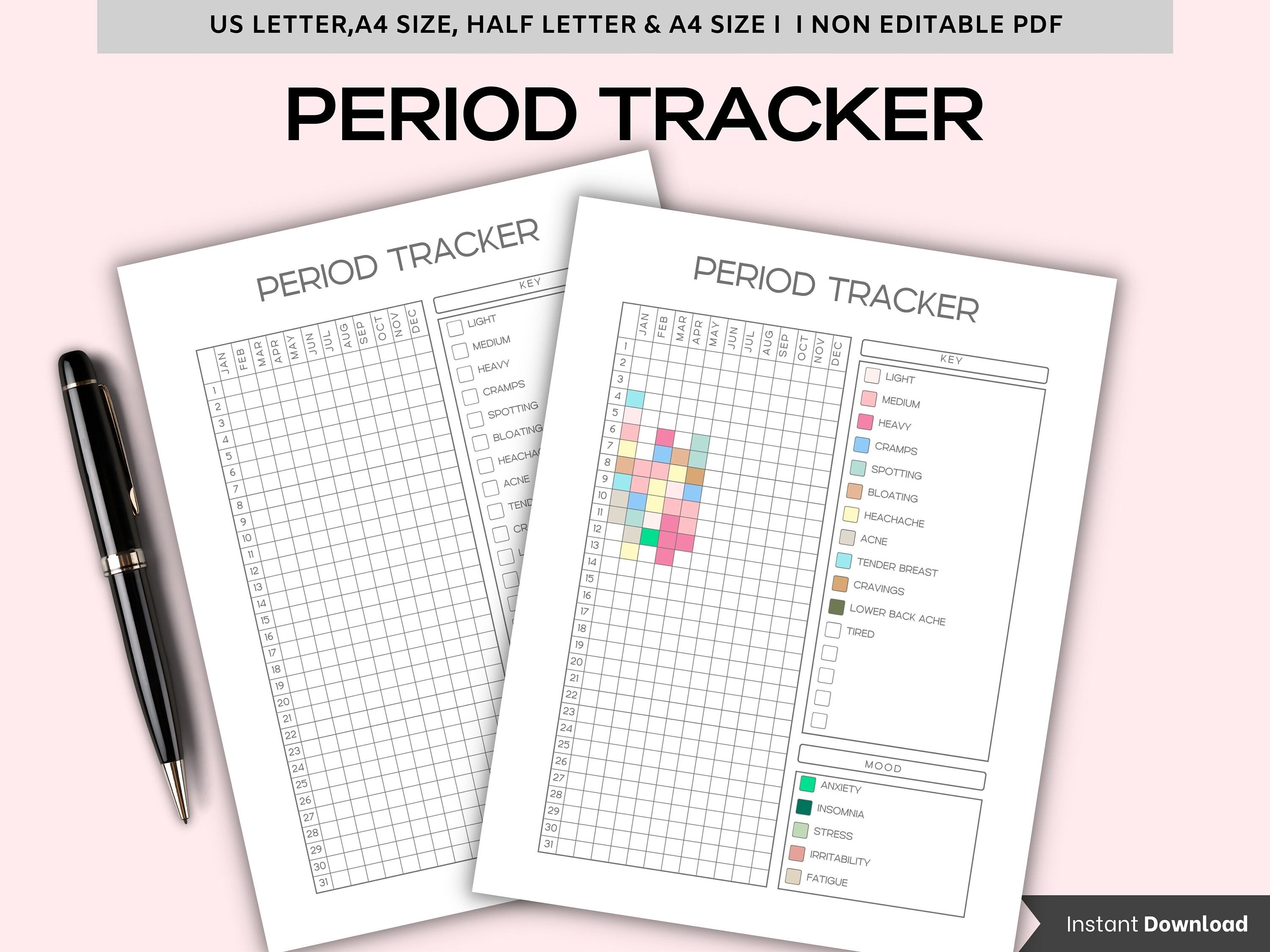 Period Tracker I Menstruation Tracker I First Period Gift I Menstrual cycle I moon cycle tracker I yearly period