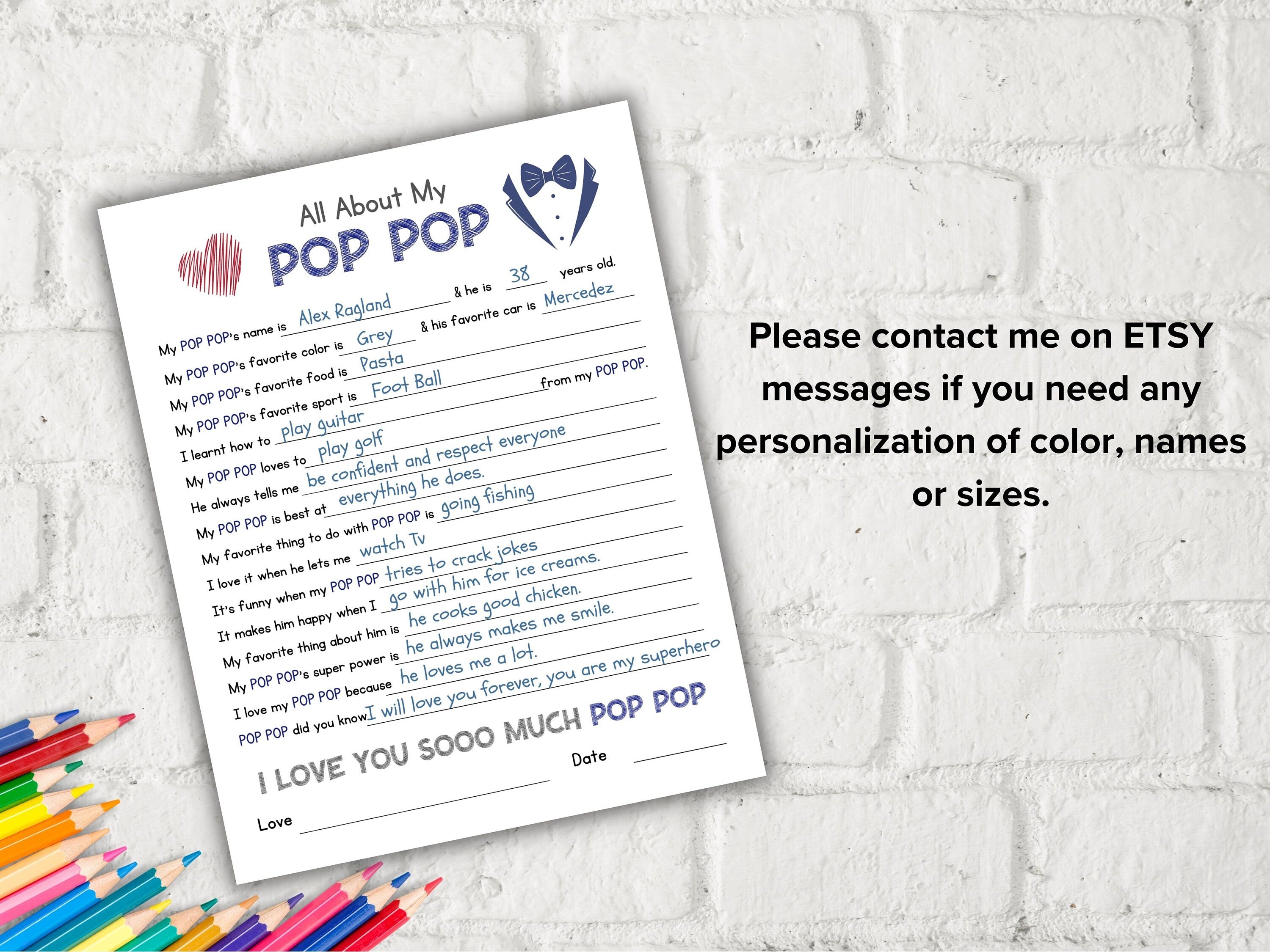 All about my Pop I Father's Day Gift I Father's birthday gift I About Daddy Page I Gift for Dad I Daddy interview I Pop Questionnaire 001