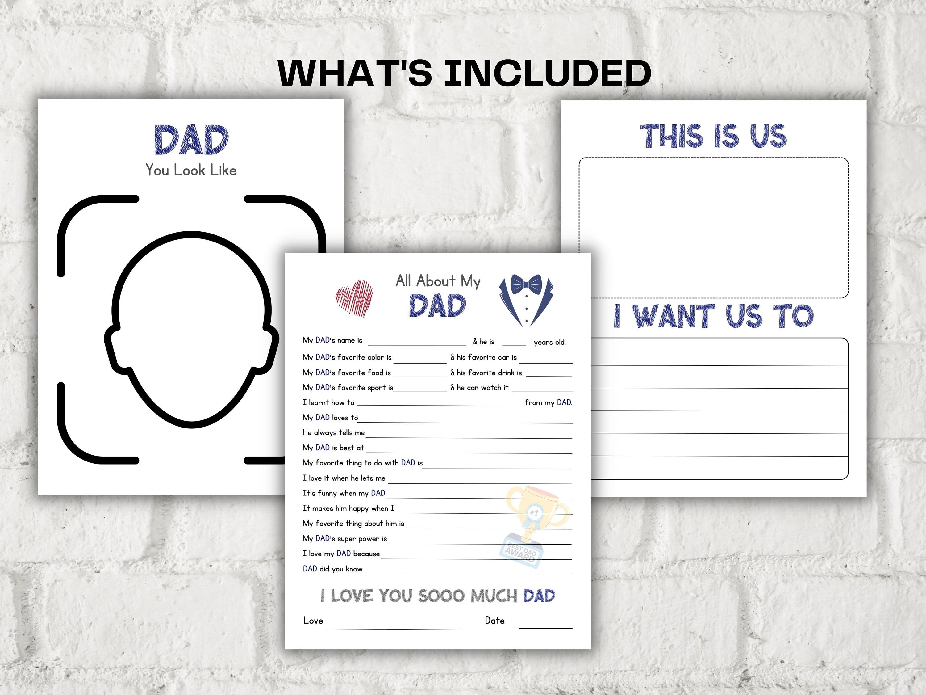All about my Dad fill in the blank I Father's Day Gift I Father's birthday I About Dad I Gift for Dad I Daddy interview Questionnaire 001-Father's & Mother's Day -TheHustlingCatLady-Greeting Cards