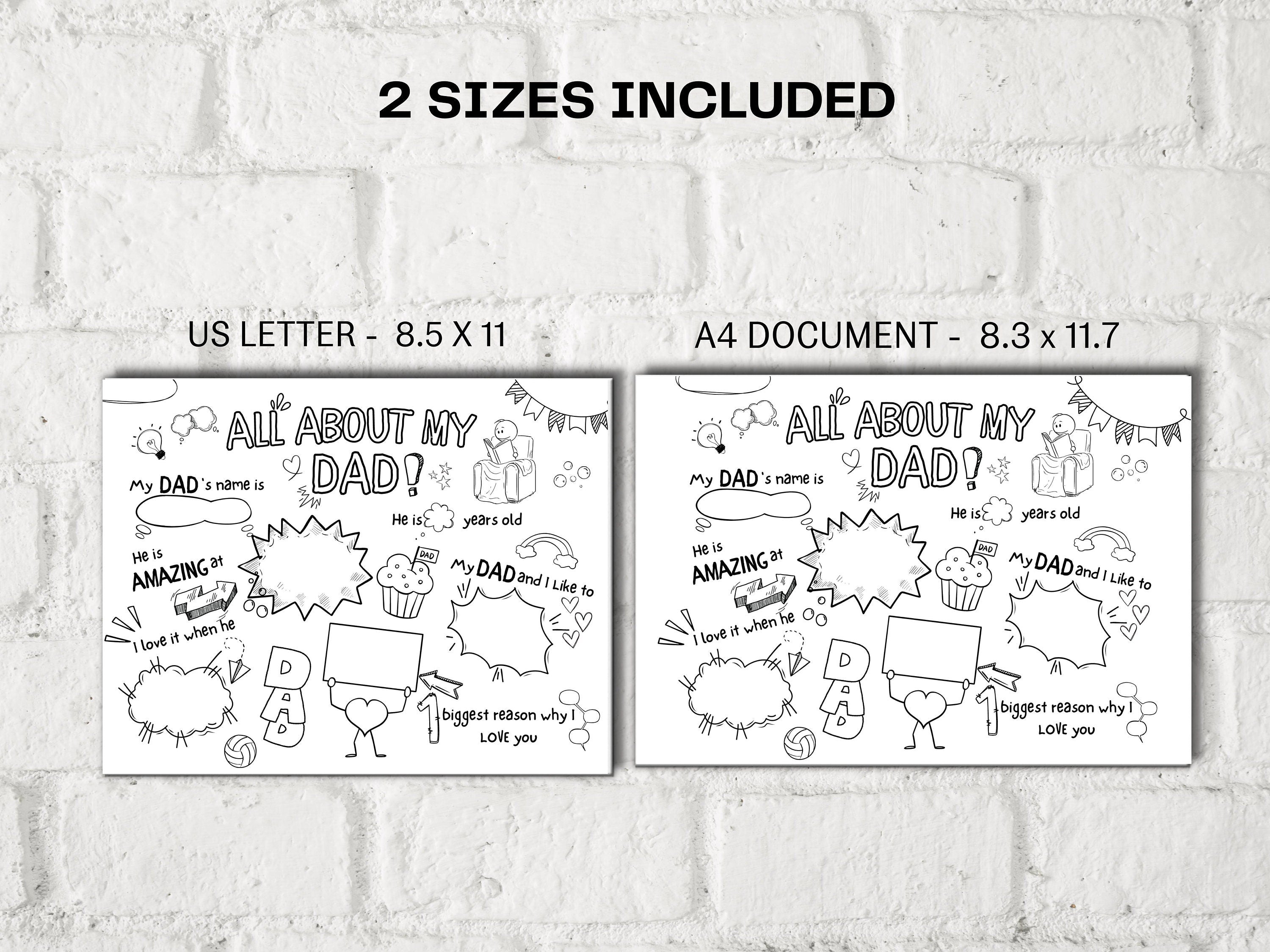 All about my Dad Fill in the blank I Father's Day Gift I Gift for Dad I Birthday I About Dad Page I Daddy interview I Dad Questionnaire 001-Father's & Mother's Day -TheHustlingCatLady-Blank Cards