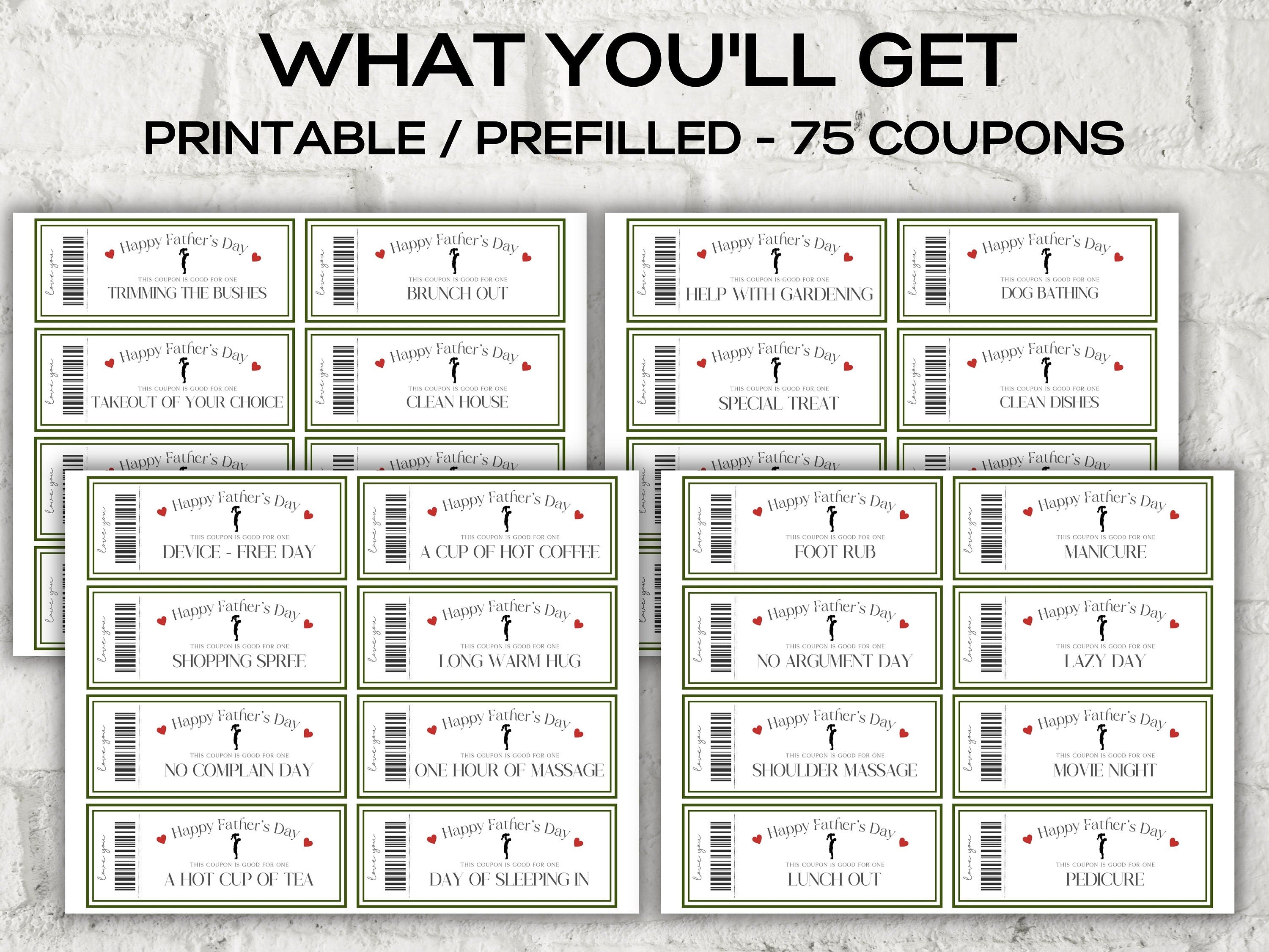 Father's Day Coupons I Printable Coupons I Daddy Coupon Book I Gift for Dad I Gift for Daddy I personalized father I Last minute gift 003-Mother's/Father'sDay -TheHustlingCatLady-Templates