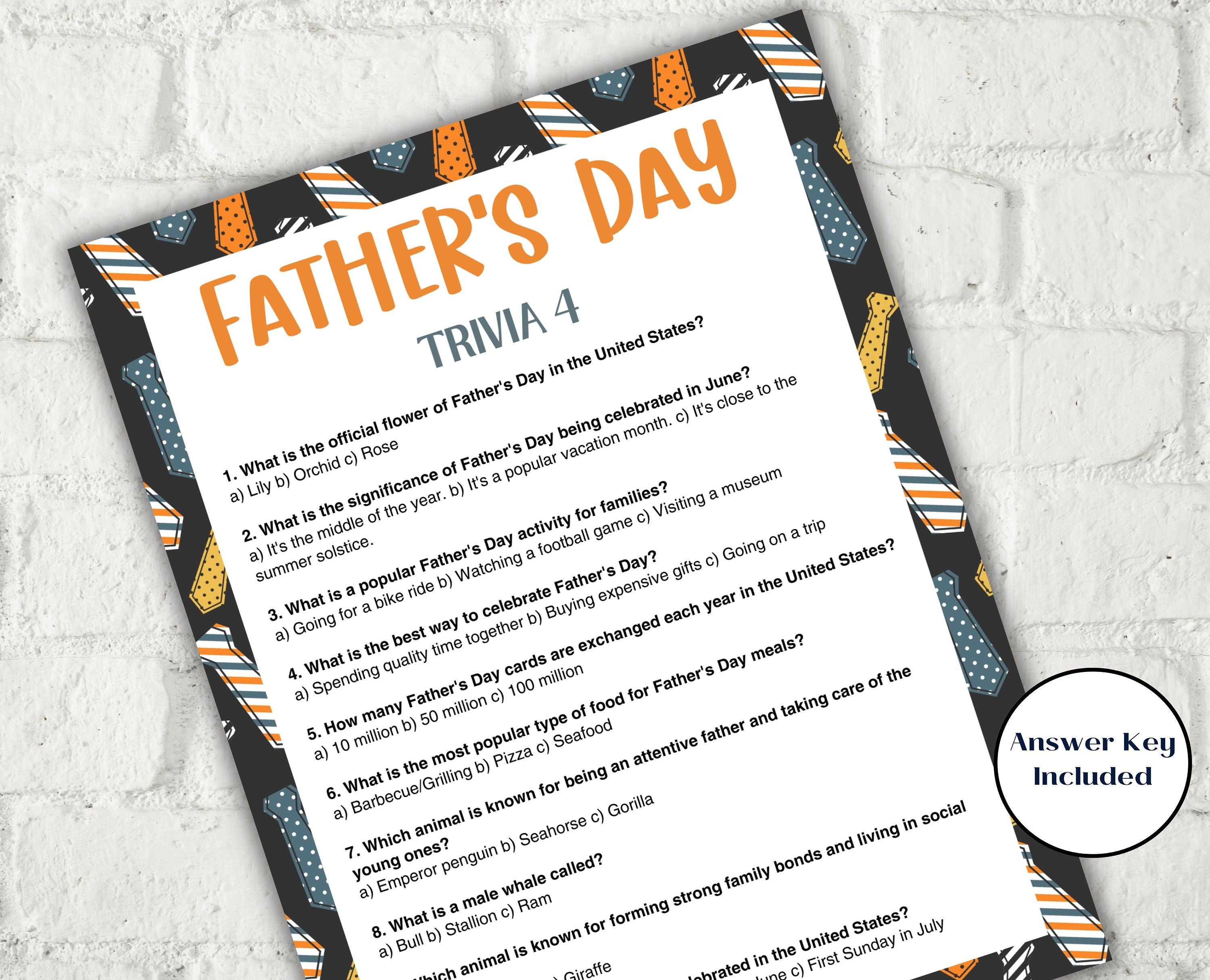 Fathers Day Games Trivia Bundle I Printable Father's Day Games For Kids Teens and Adults | Party Activities | Classroom Games 005-Mother's/Father'sDay -TheHustlingCatLady-Party Games