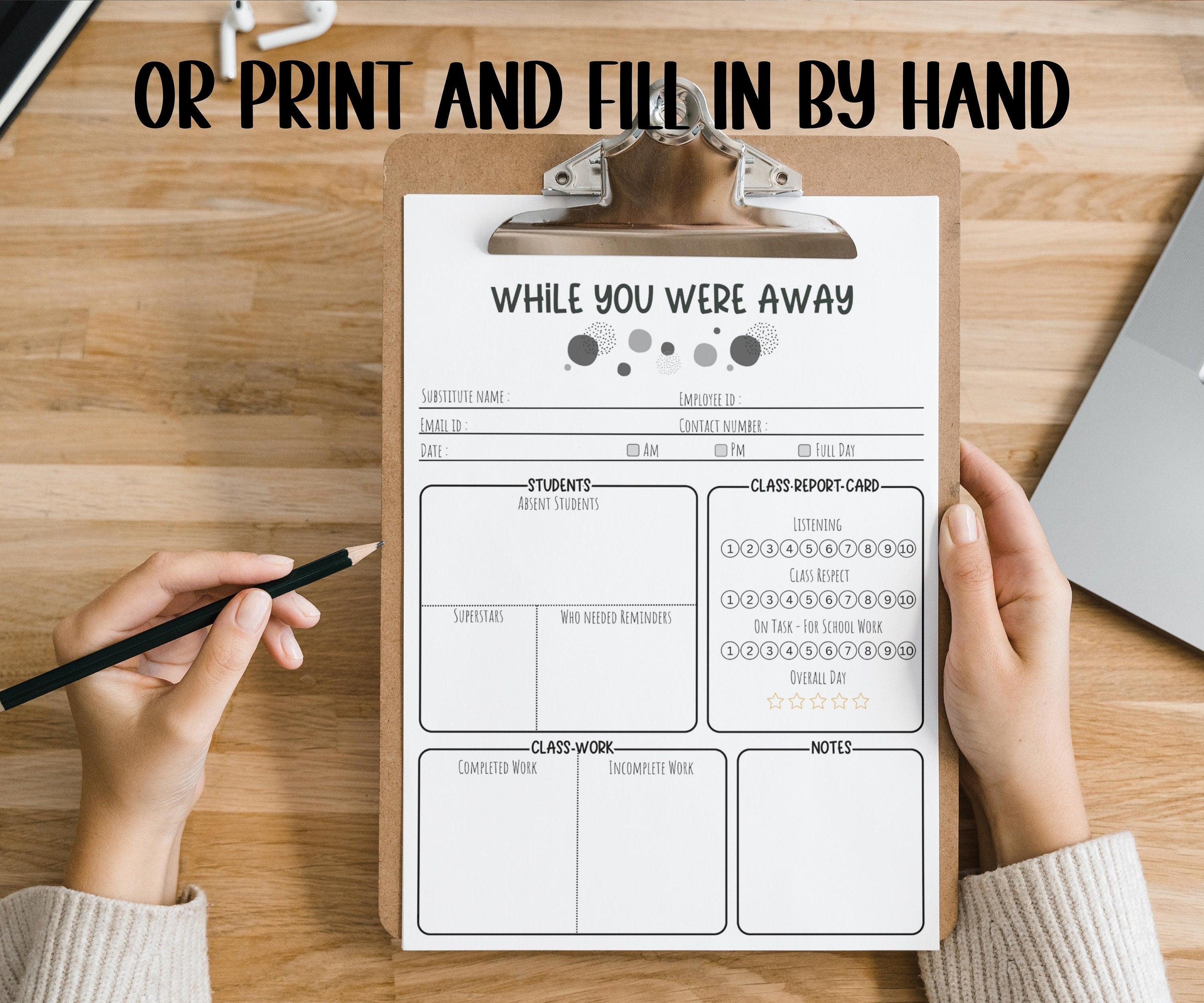Fillable Editable Substitute teacher Notes I While you were away I Printable Teacher Notes I Substitute teacher I Relief Teacher Notes
