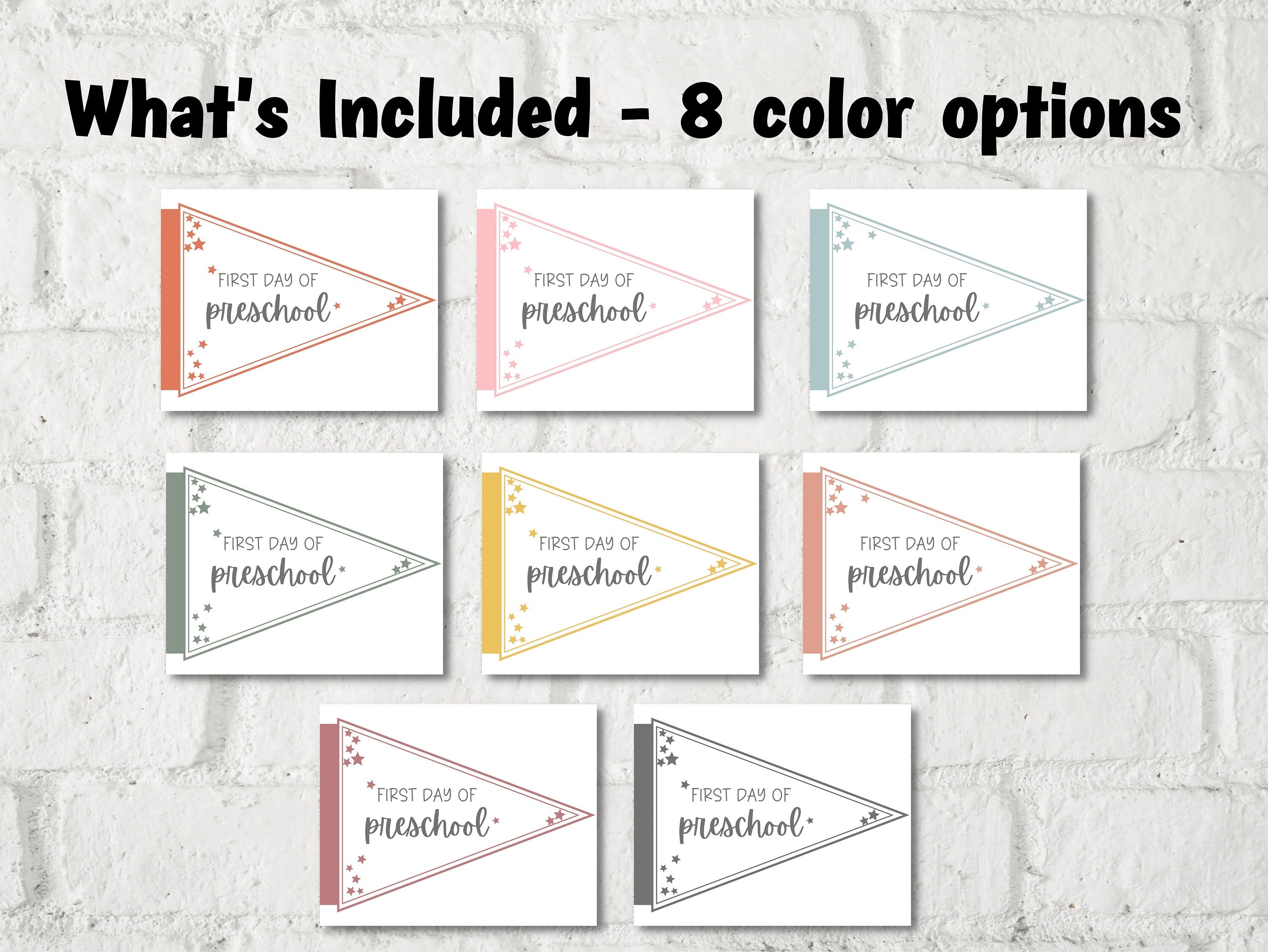 Pennant Flag, First day of school flag, 1st day of school pennant flag, back to school flag, kindergarten flag, first day flag, printable