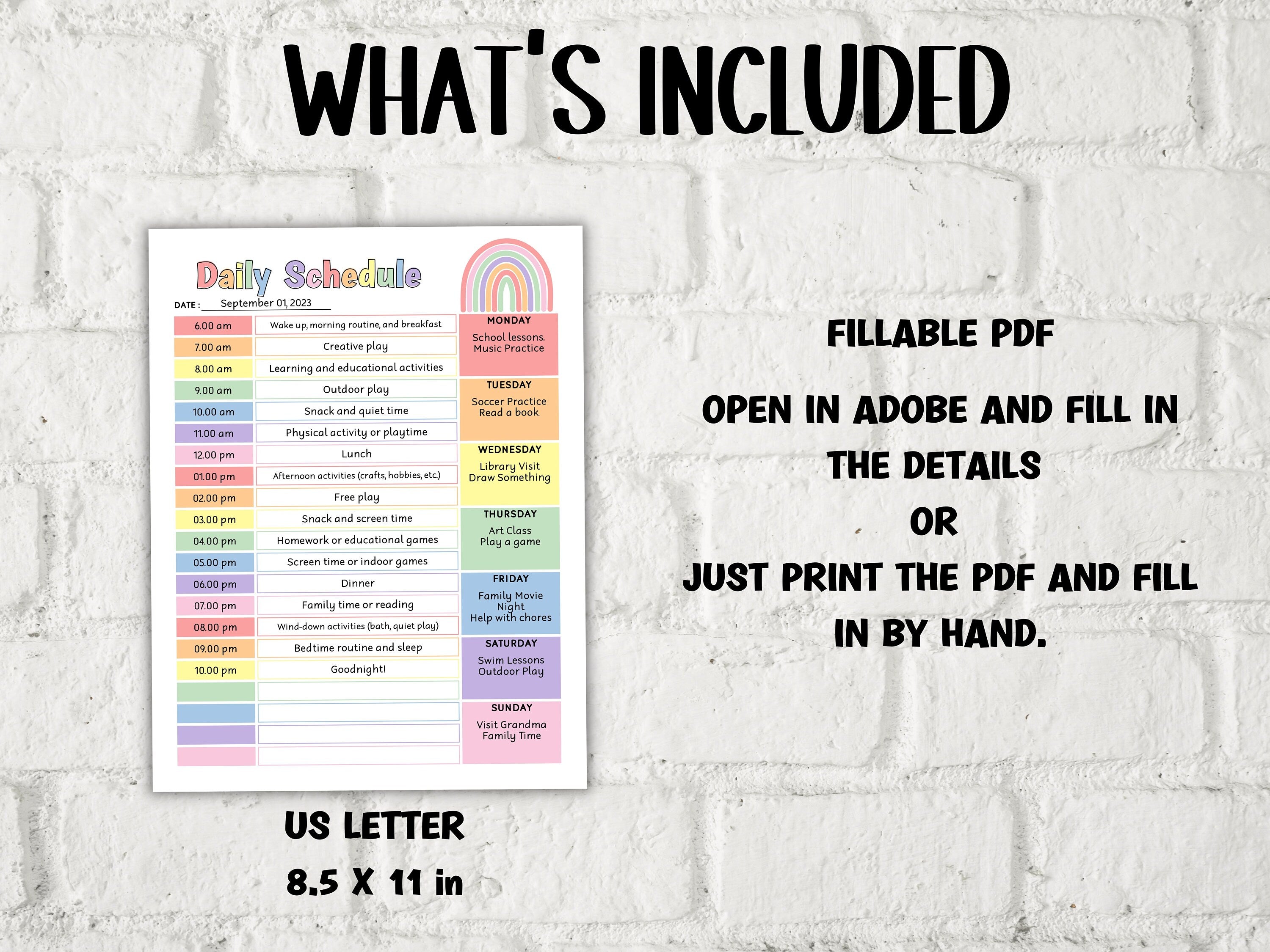 Home Daycare Editable Checklist | Summer Schedule Printable I Daily Schedule For Kids I Daily Routine Chart I Daycare Template