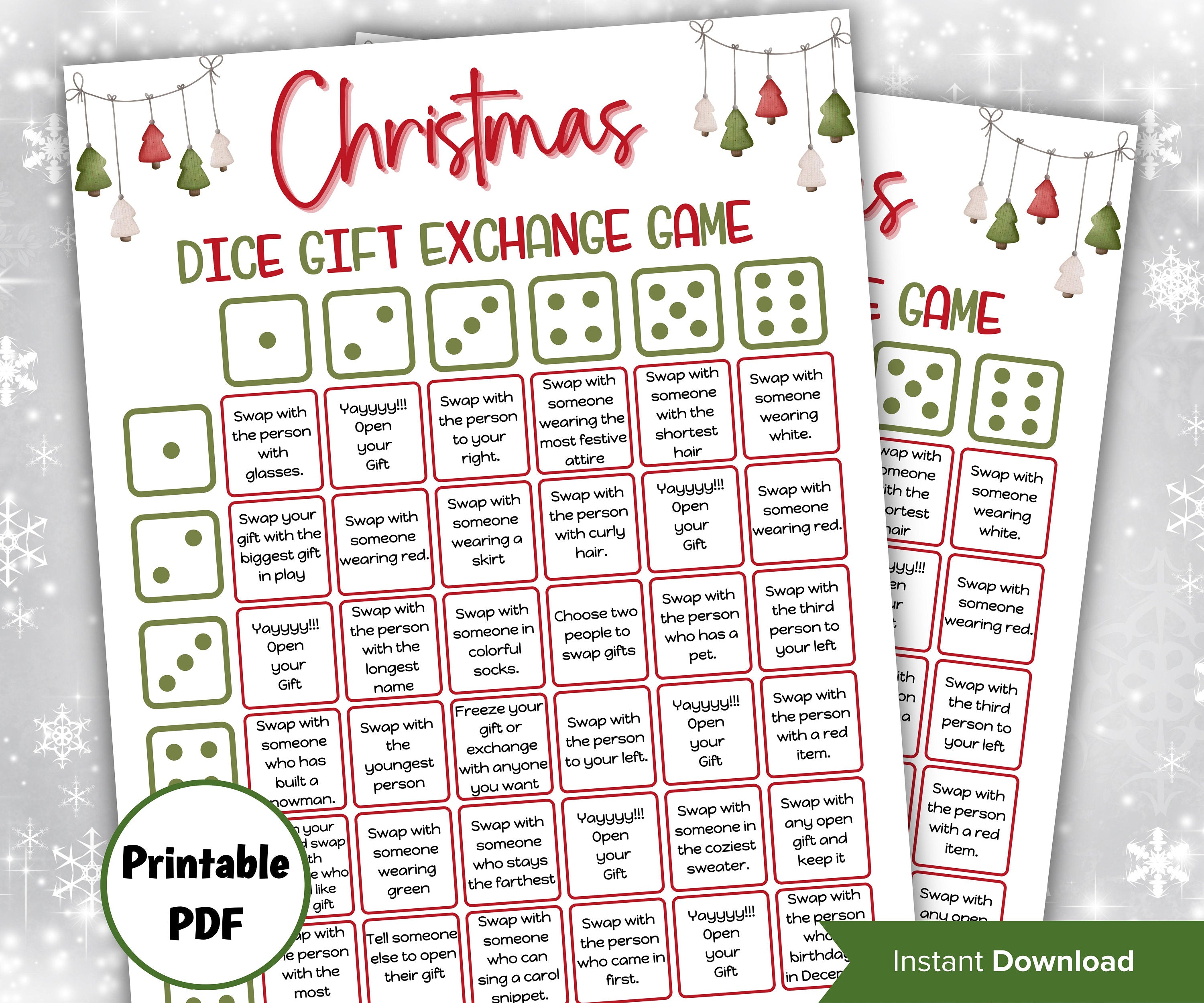 Christmas Pass the Present Dice Game I Printable icebreaker, pass 