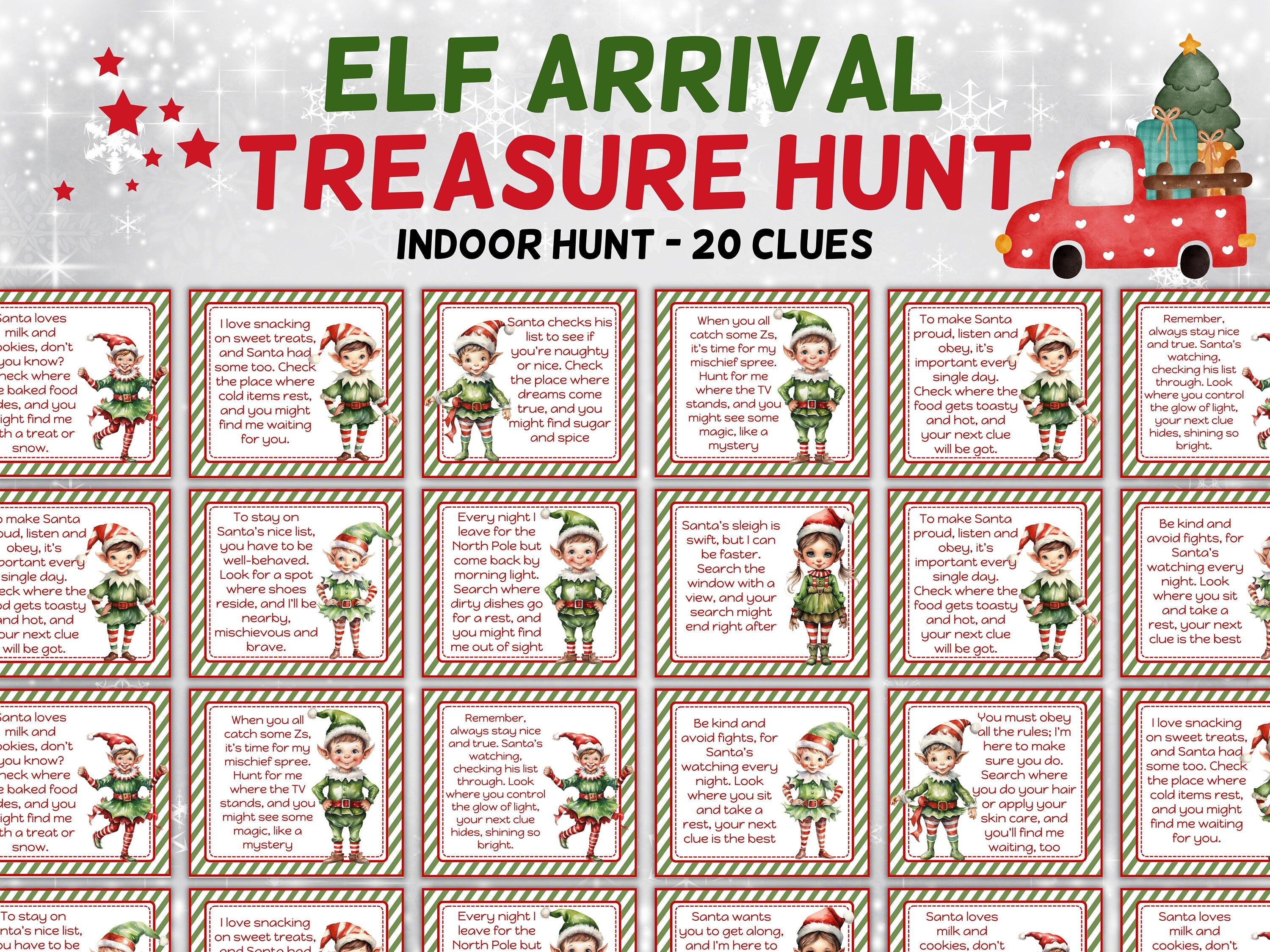 il fullxfull.5264632138 dq6a ab98fdb3 b88f 49f5 8671 a20811089bda elf arrival indoor scavenger hunt - 20 clues| elf props