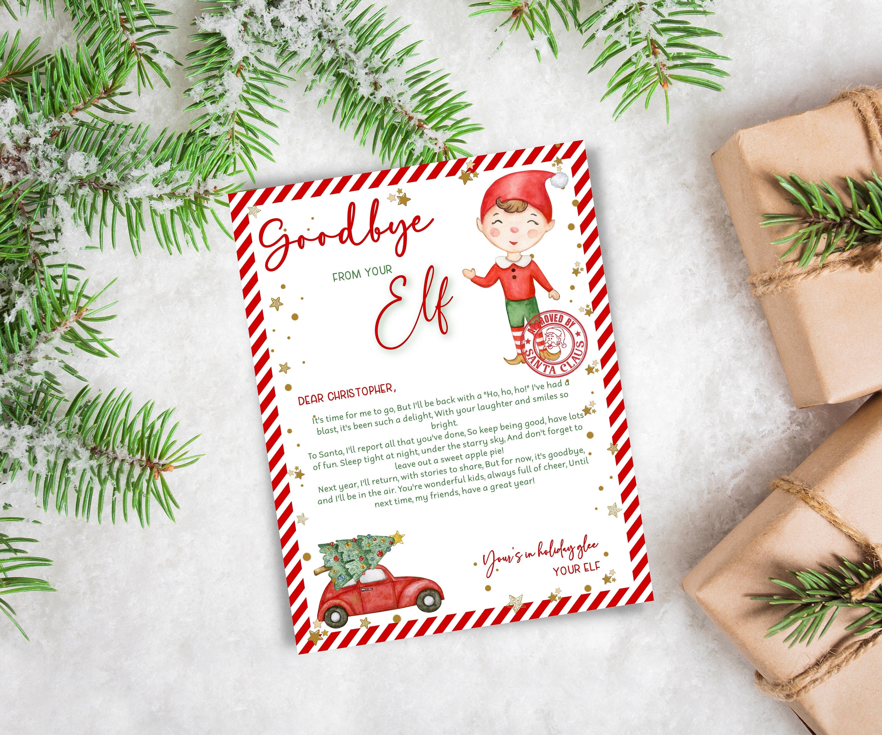 Elf arrival letter, elf return letter, elf goodbye letter, Letter from Elf pack, Elf is back letter, Canva Template, Elf Mail Label notes-Christmas -TheHustlingCatLady-Calendars & Planners