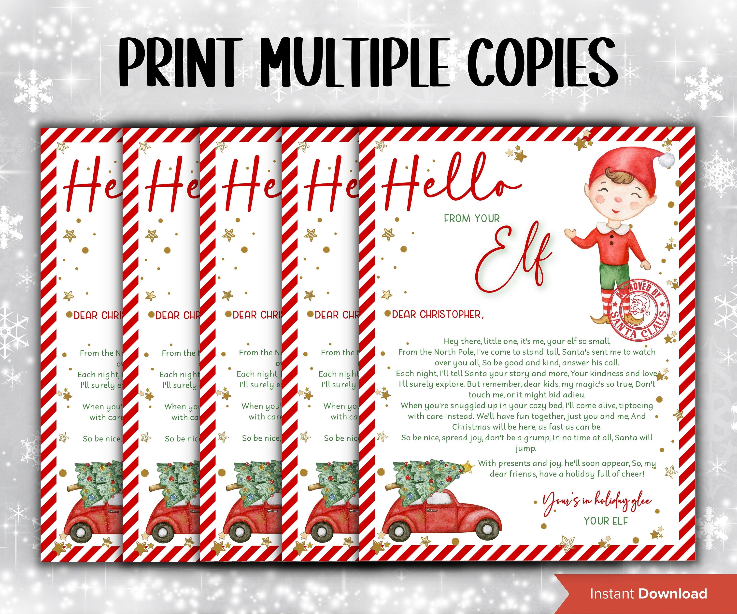 Elf arrival letter, elf return letter, elf goodbye letter, Letter from Elf pack, Elf is back letter, Canva Template, Elf Mail Label notes-Christmas -TheHustlingCatLady-Calendars & Planners