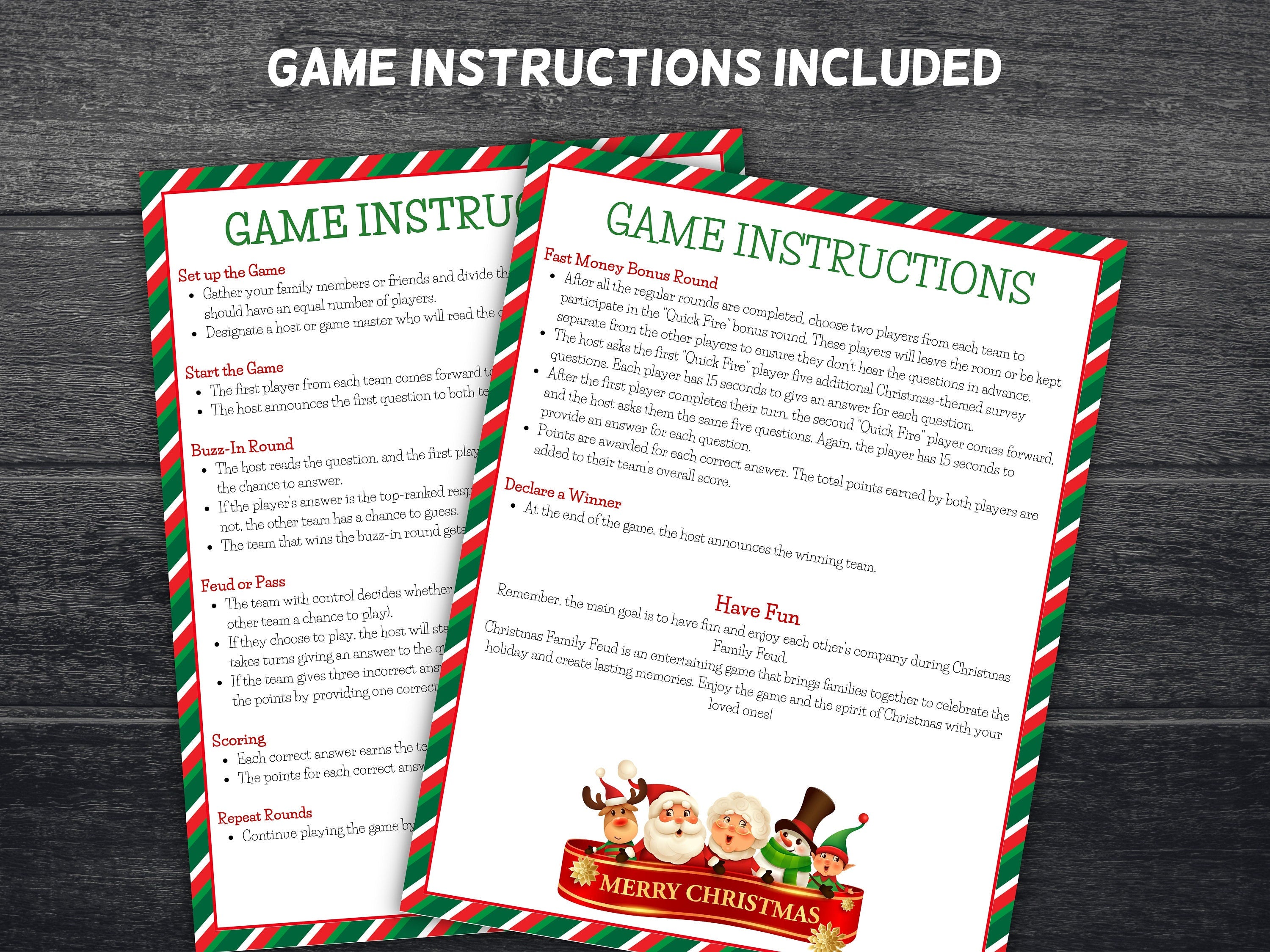 Friendly Family Feud Quiz | Holiday Friendly Feud Game | Christmas Feud | Printable Christmas Game | Fun Christmas Game | Christmas Trivia-Christmas -TheHustlingCatLady-Party Games