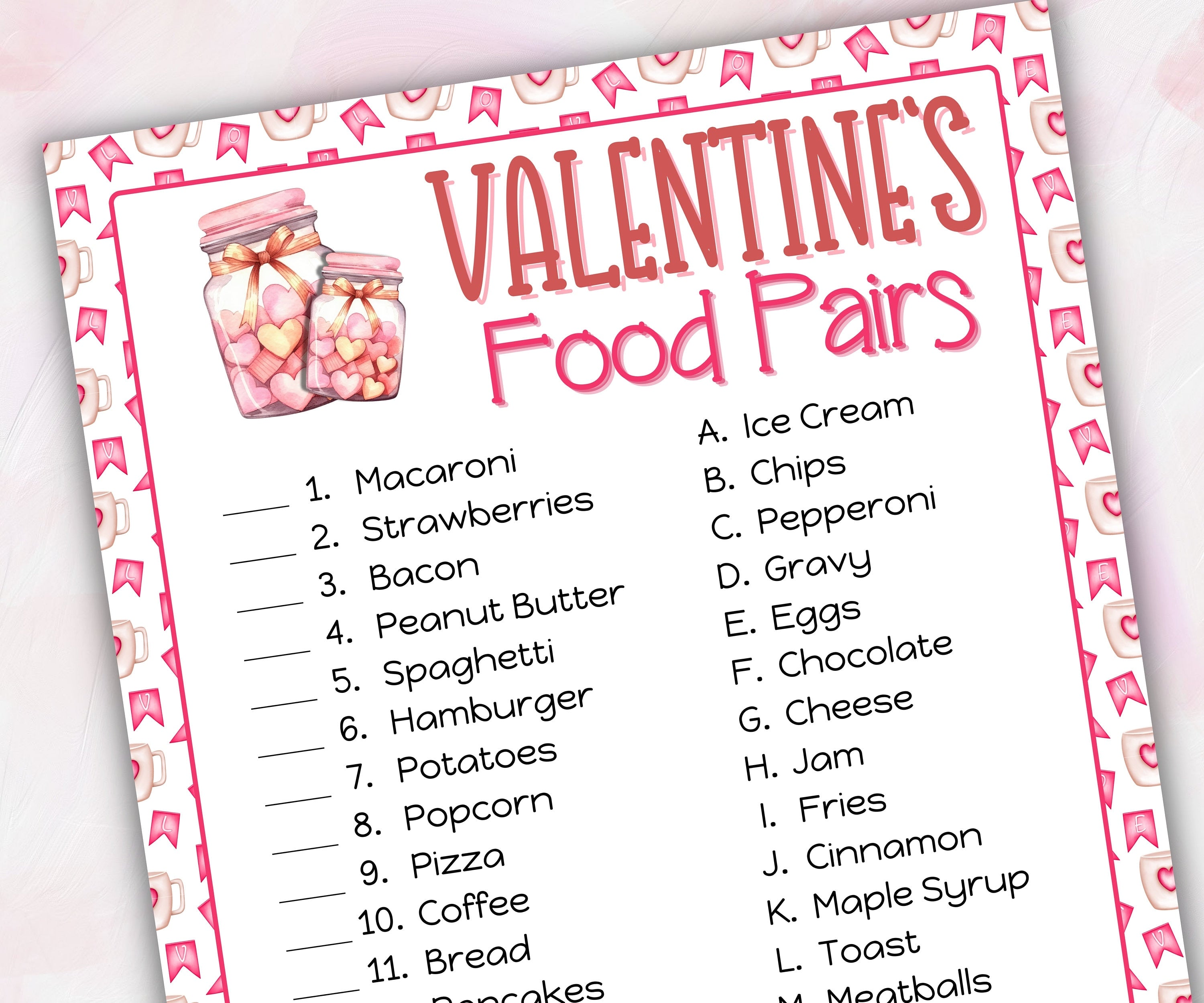 Valentine'S Day Food Pairs Game | Valentine'S Party Games | Valentines Day Activity For Kids And Adults | Valentines Day Game I School VDay