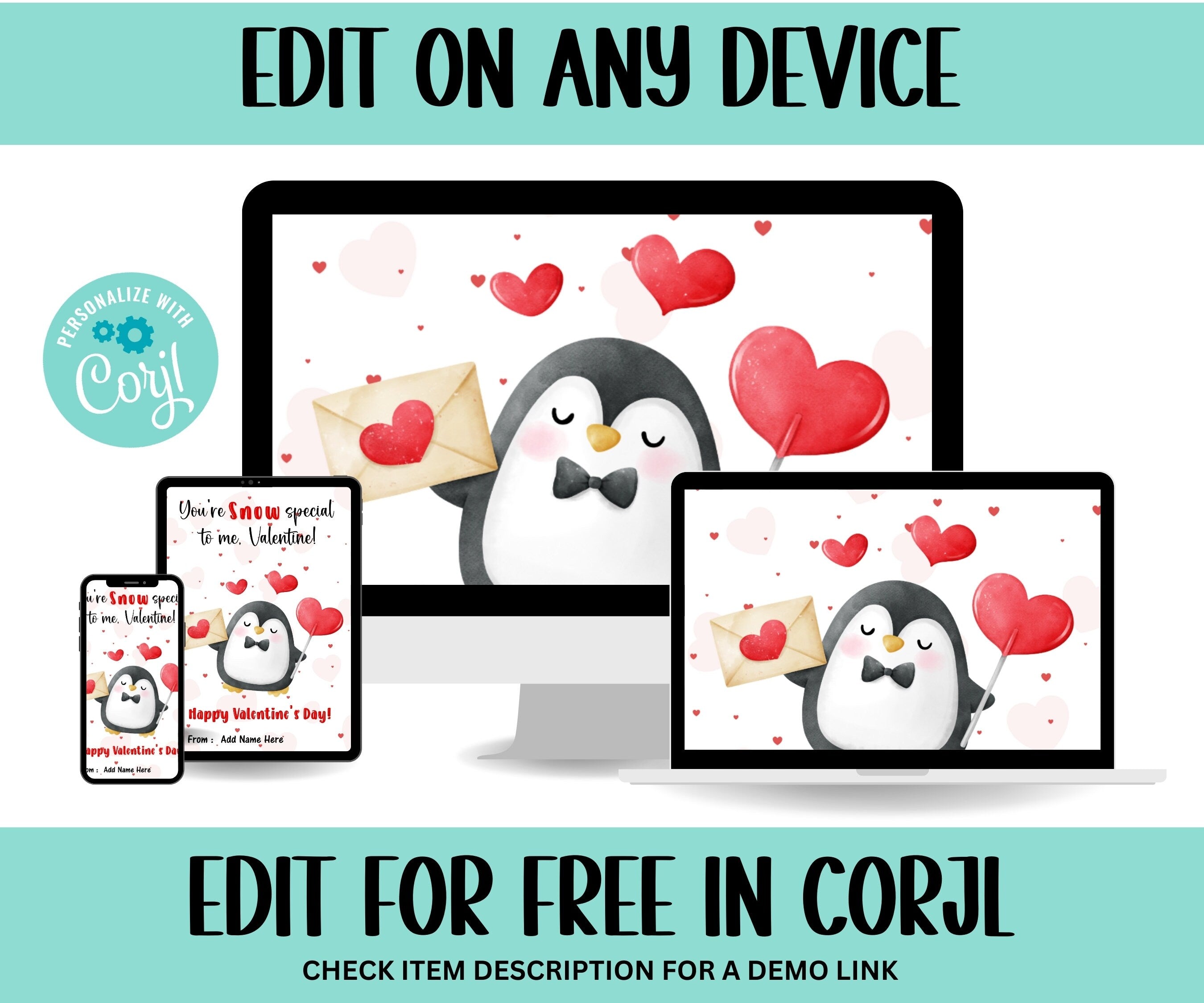 Printable School Valentines, Penguin Valentines Day Cards, Kids Valentine Cards for School Daycare, Classroom Valentines, Gift For Teacher