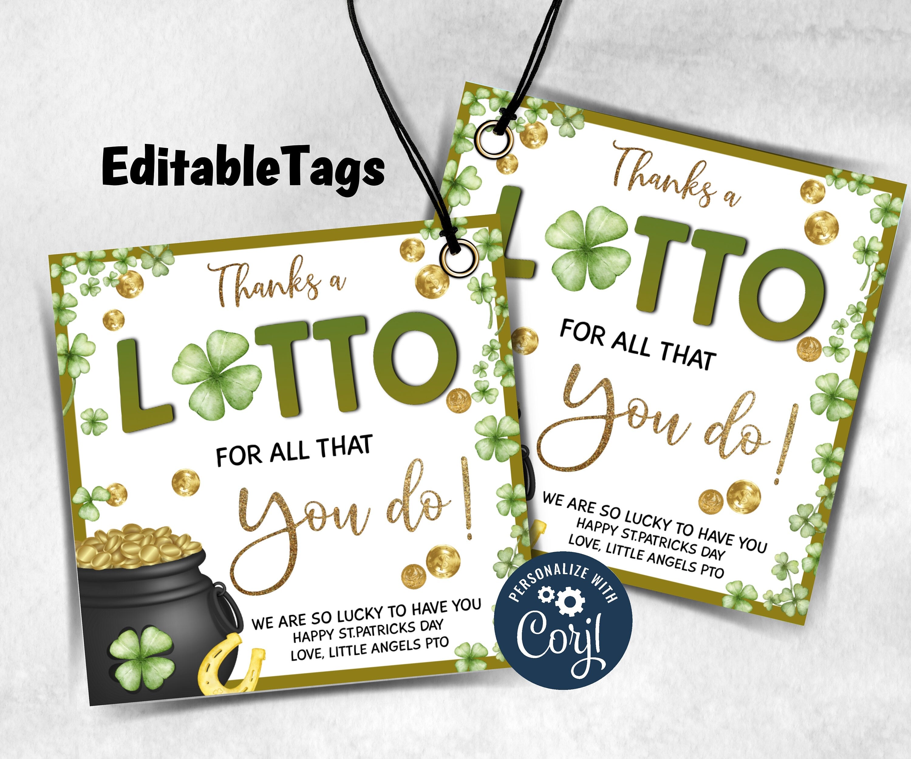 Boss St. Patrick' Pop By | Thanks A Lotto For All That You Do | St. Patrick'S Day Appreciation Gift Tag, Staff Appreciation I Employee team-St.Patricks Day -TheHustlingCatLady-Stickers, Labels & Tags