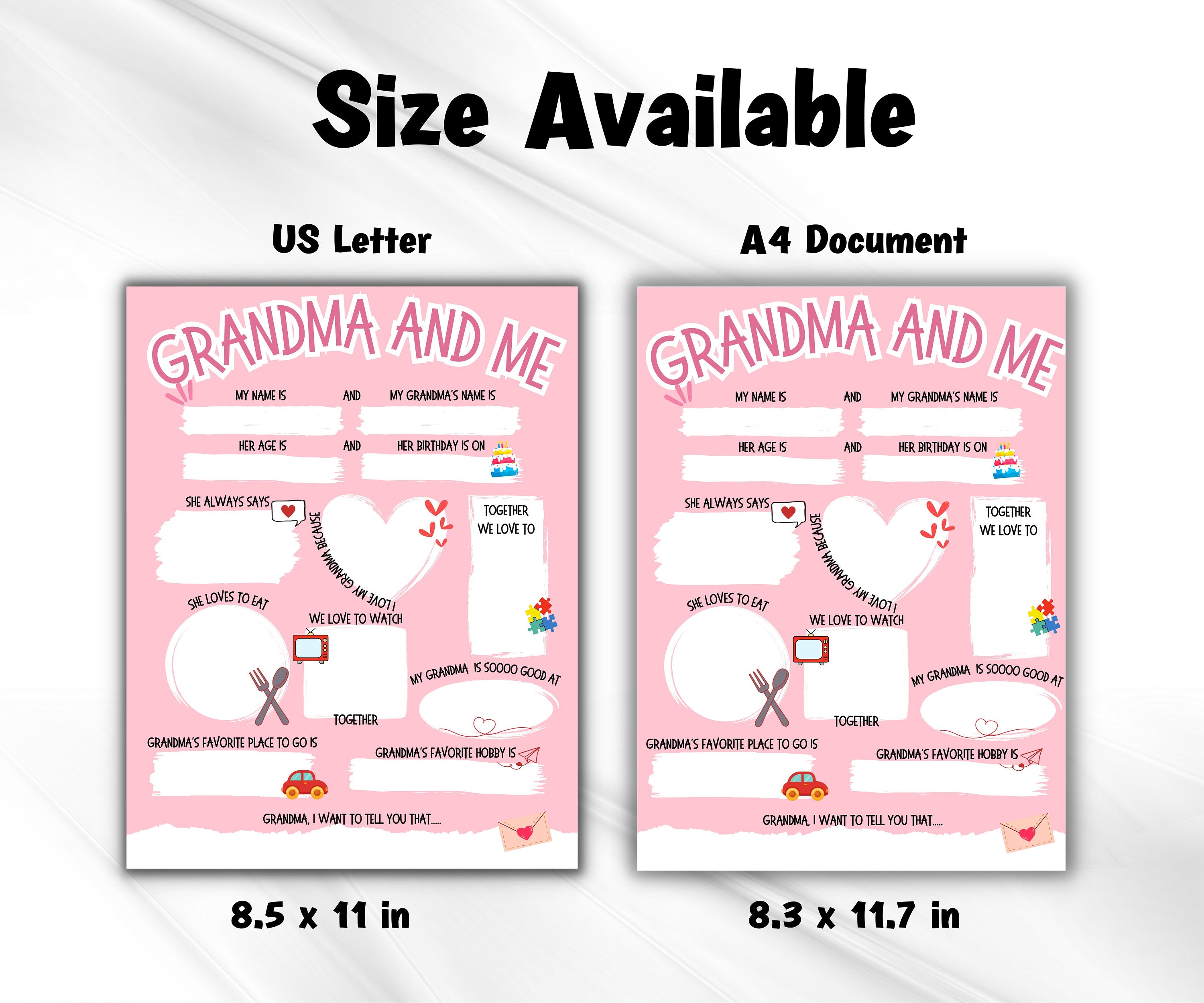 All about my Granny I Mothers Day Printable Gift Mothers Day Questionnaire Preschool | All About My Grandma Printable coloring page I Nana