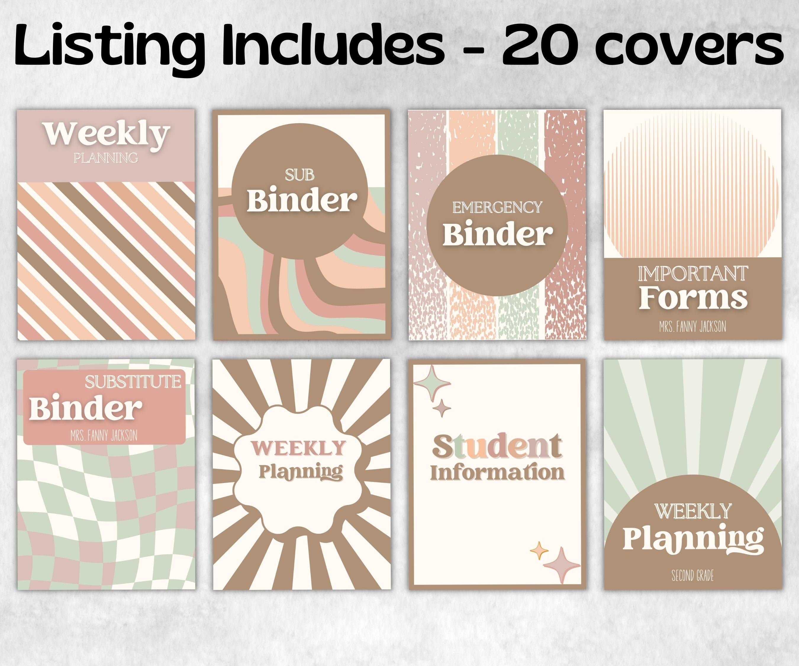 Classroom Teacher binders and folder covers, Editable Binder covers and spines, teacher resources, organized classroom, elementary classroom-Neutral Boho Decor -TheHustlingCatLady-Templates
