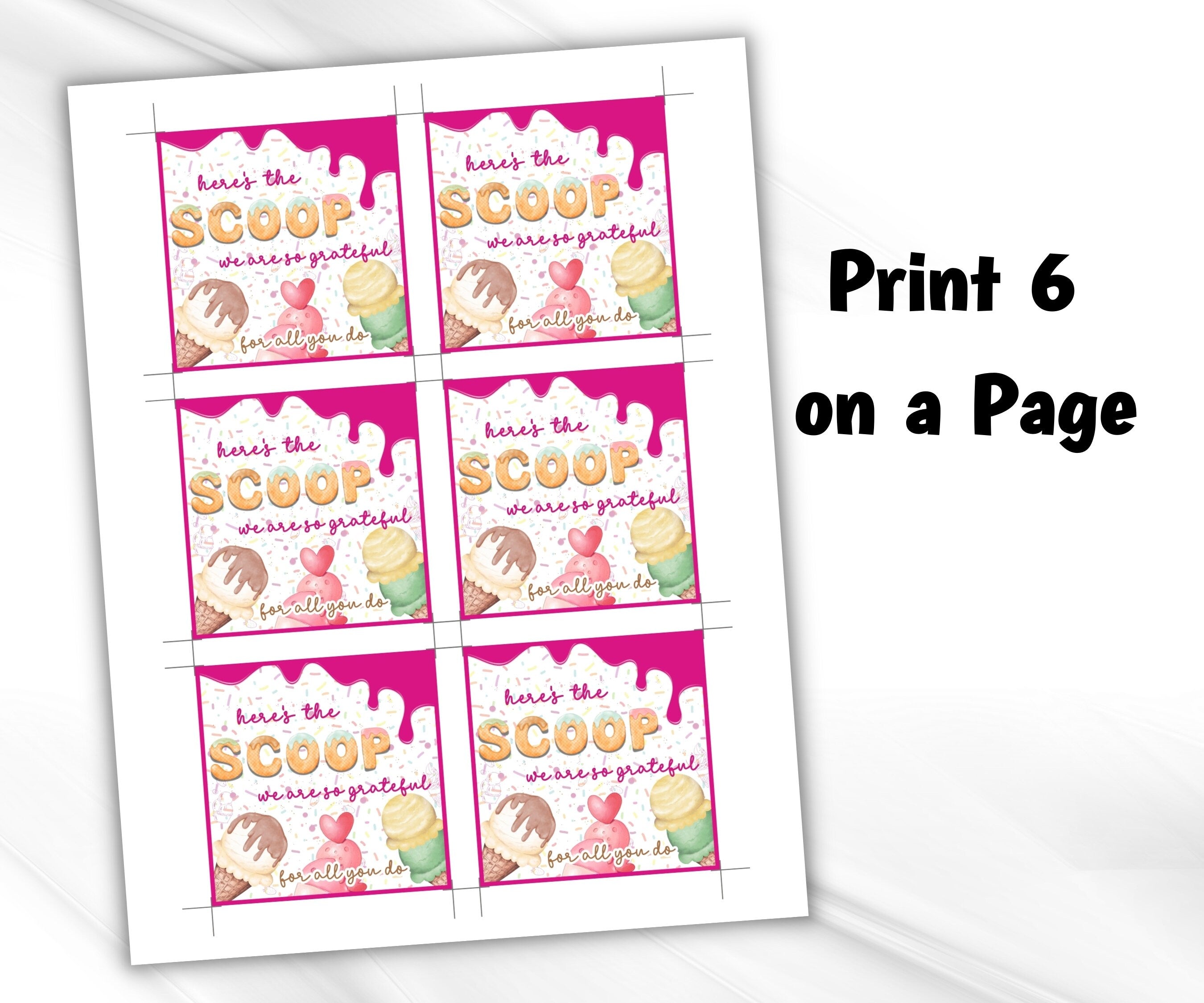 Ice cream Scoop Teacher Appreciation Treat Tag, End Of Year Snack Tag, Appreciation Treat Tag, Thank You scoop Tag, Volunteer Thank You tag-New Listings -TheHustlingCatLady-Planner Templates