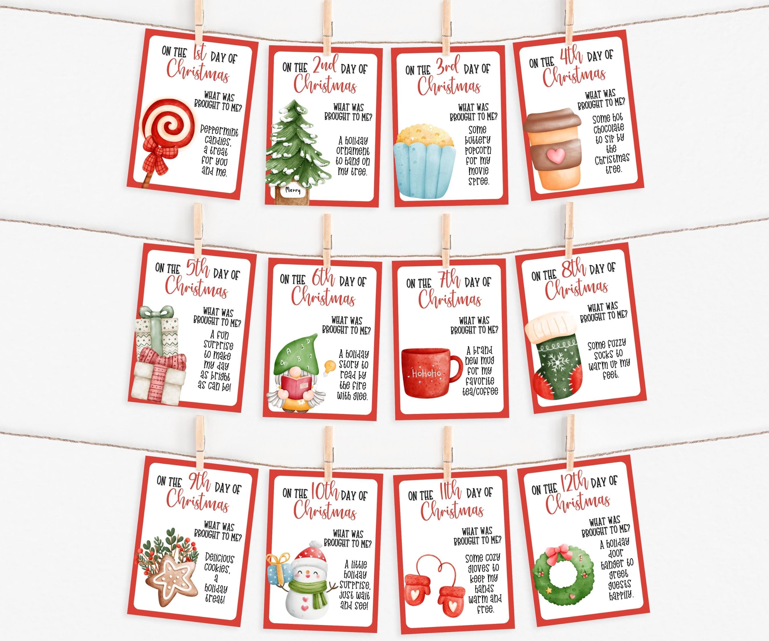 printable holiday tags for teachers, 12 days of christmas gift
