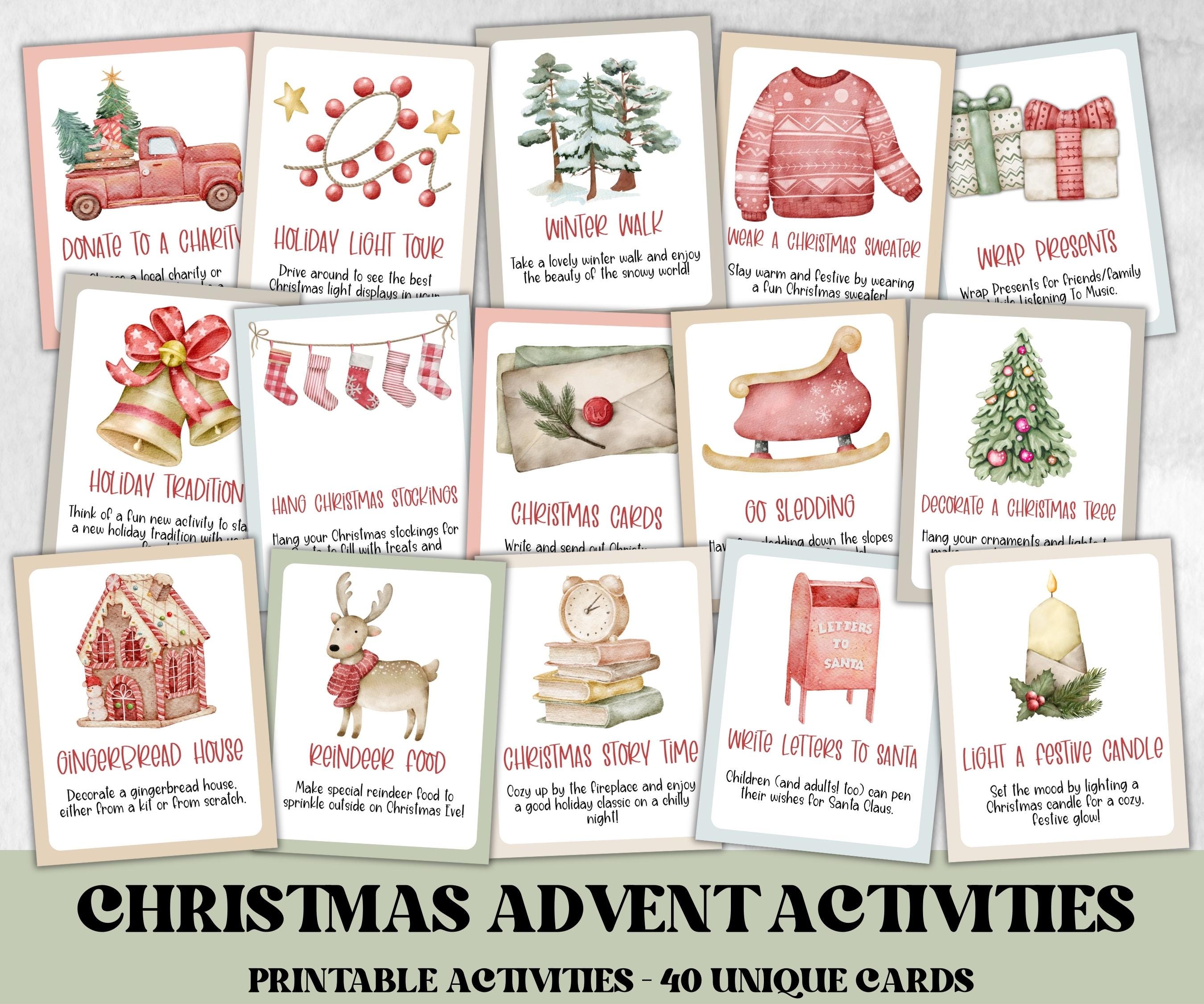 Christmas Activity Cards, Christmas Advent Activities, Kids Advent