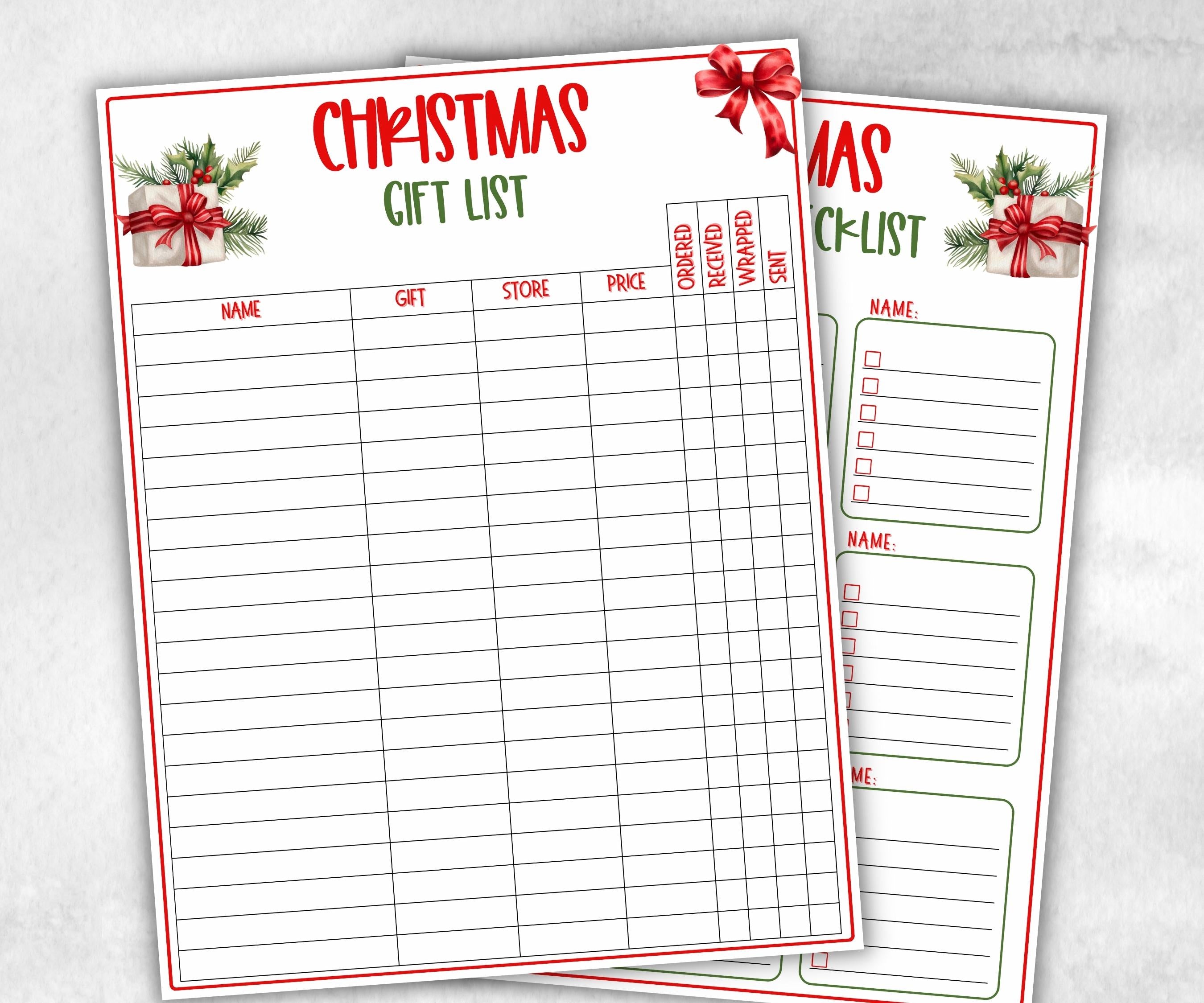 christmas shopping list for kid, printable christmas gift list