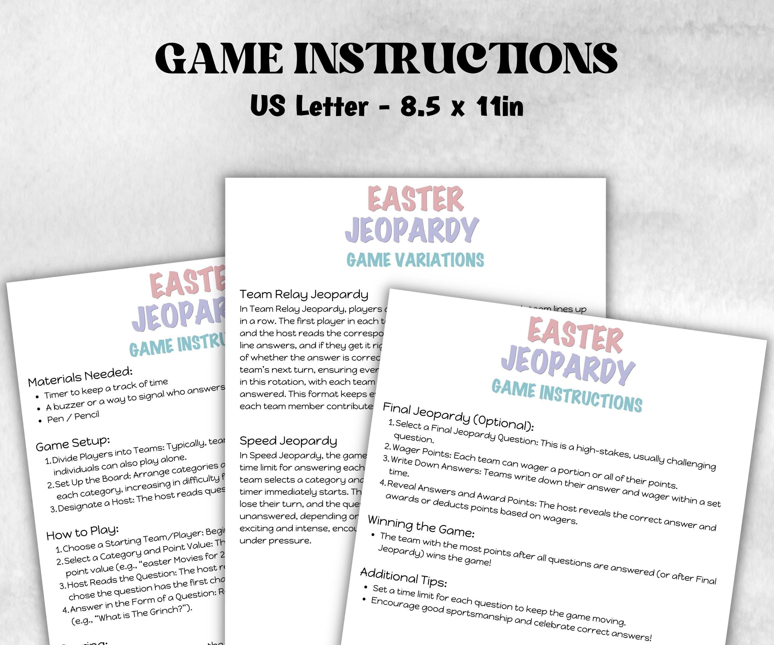 Interactive Easter Game for Teens, Easter Jeopardy Printable Trivia Game, Easter Family Feud, Office Icebreaker, Team Building, Adults Kids-Easter -TheHustlingCatLady-Party Games