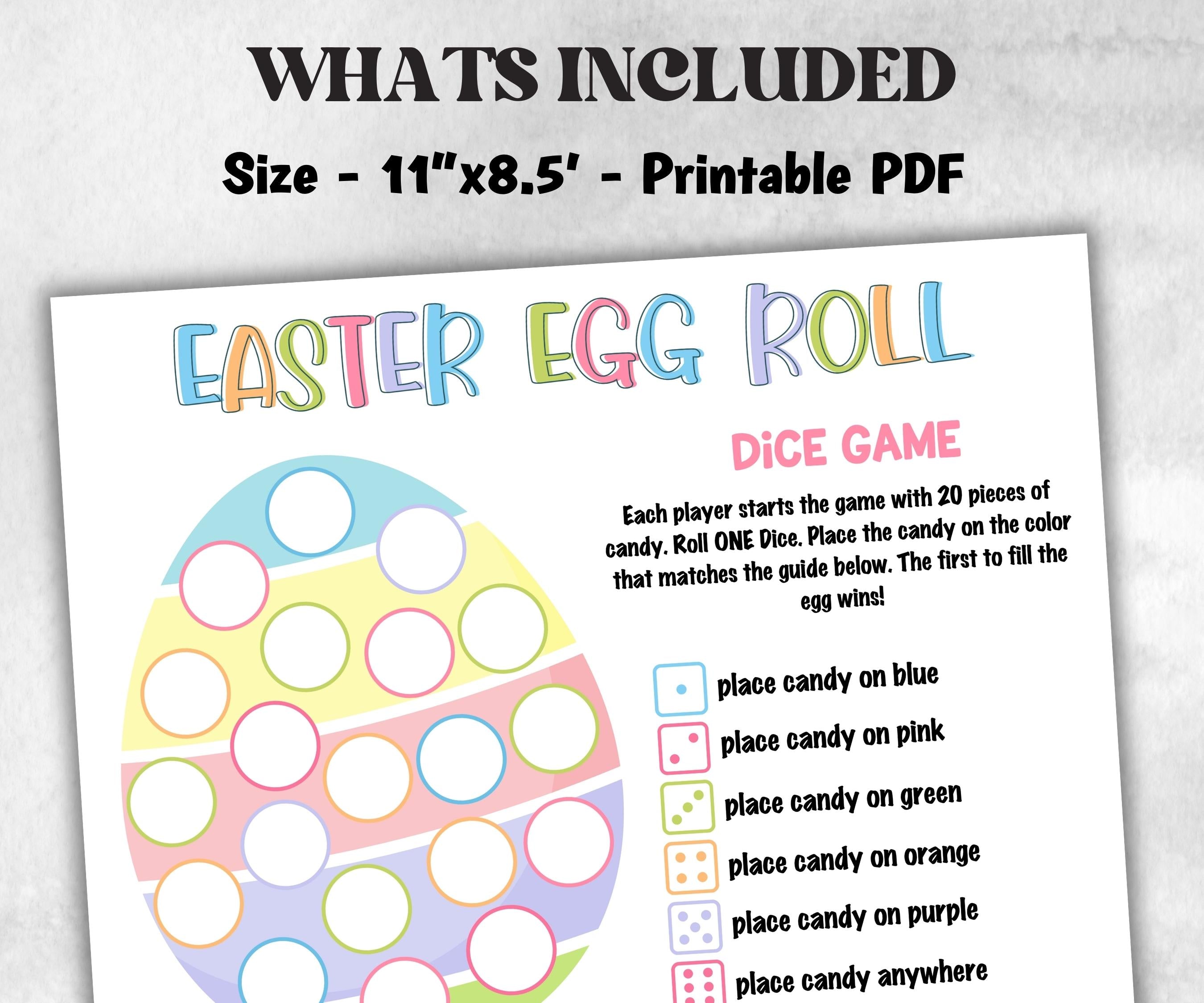 Easter Egg Roll - Easter Printable Game, Roll A Dice Activity, Fun Group Game for Kids, Teens, Classroom, Church, Preschool, and Daycare-Easter -TheHustlingCatLady-Party Games
