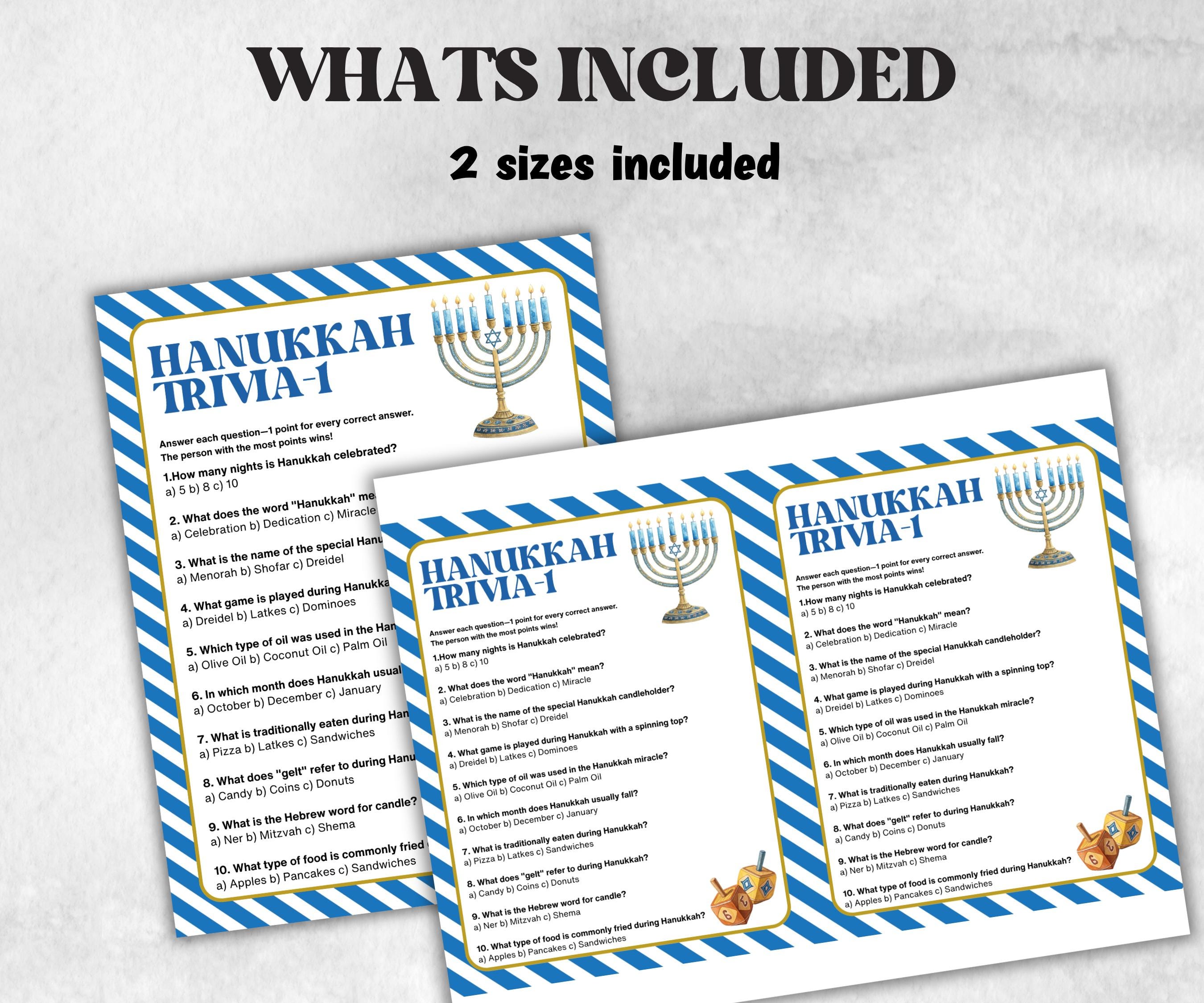 Hanukkah Trivia Game, Fun Family Activities, Holiday Quiz, Festive Party Supplies, Holiday Quiz, Trivia Challenge, Holiday Fun, Festive-Sports Printables -TheHustlingCatLady-Party Games