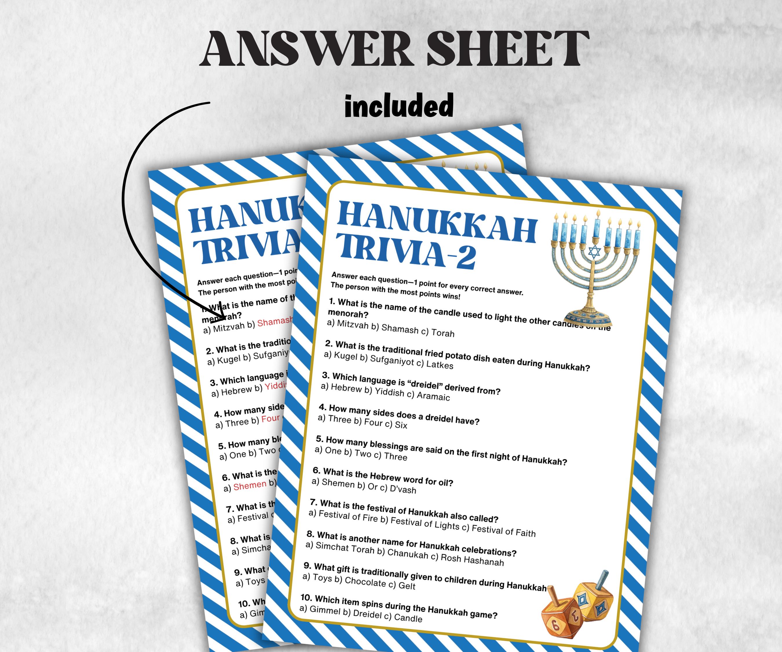 Hanukkah Trivia Challenge, Fun Family Activities, Holiday Quiz, Festive Party Supplies, Holiday Quiz, Trivia Party Fun, Holiday Fun, Festive-Sports Printables -TheHustlingCatLady-Party Games