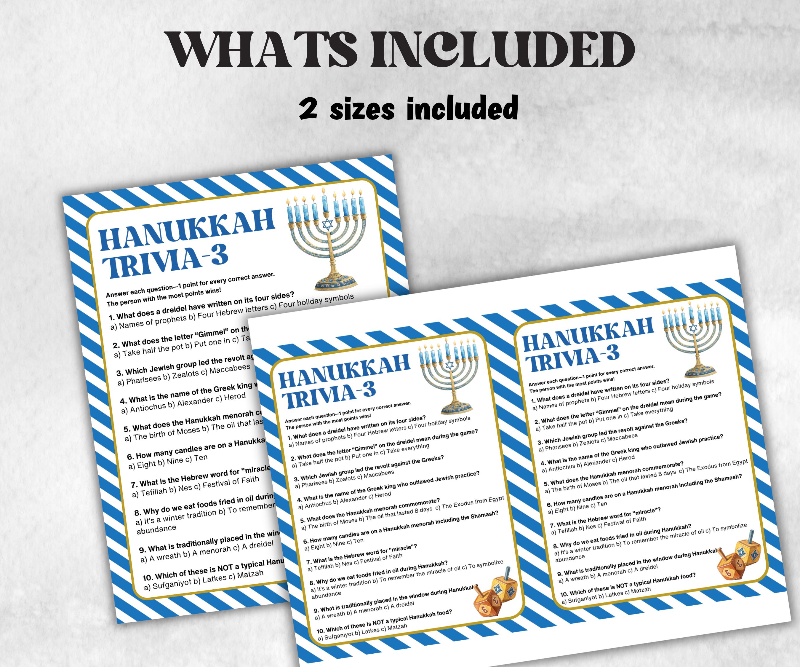 Hanukkah Holiday Trivia Game, Fun Family Activities, Holiday Quiz, Festive Party Supplies, Trivia Challenge Quiz, Holiday Fun, Festive-Sports Printables -TheHustlingCatLady-Party Games