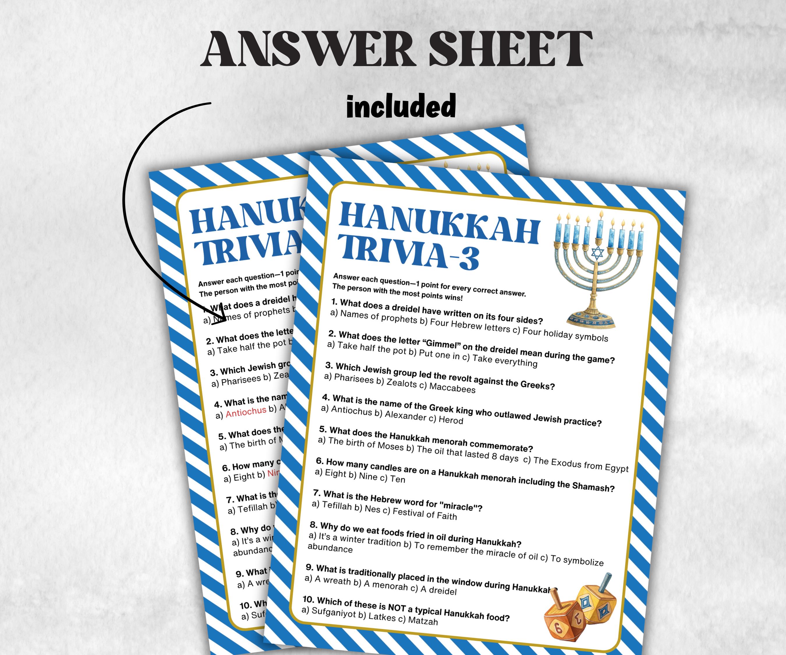 Hanukkah Holiday Trivia Game, Fun Family Activities, Holiday Quiz, Festive Party Supplies, Trivia Challenge Quiz, Holiday Fun, Festive-Sports Printables -TheHustlingCatLady-Party Games
