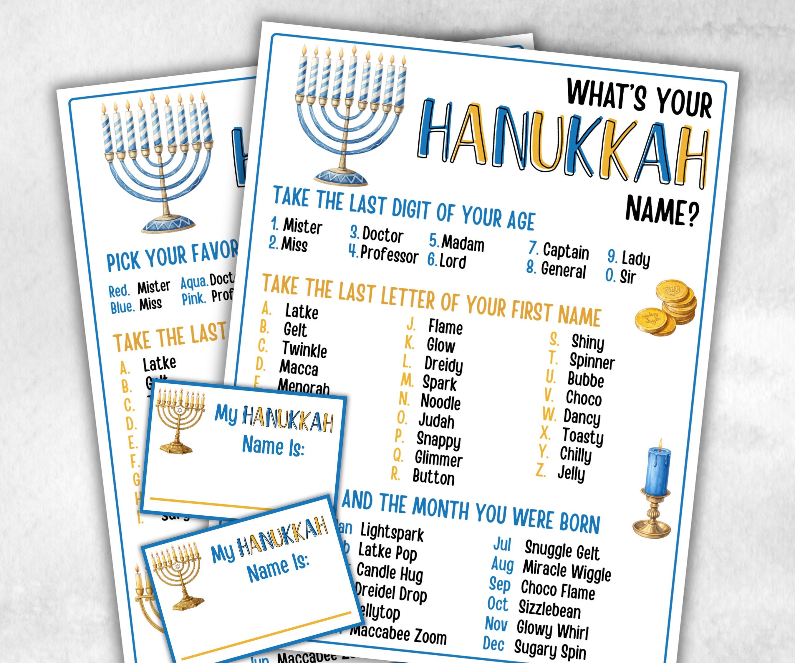 Whats Your Hanukkah Name, Personalized Holiday Fun game, Unique Gifts, Name Generator, Festive Decor, creative printable, unique party game-Sports Printables -TheHustlingCatLady-Party Games