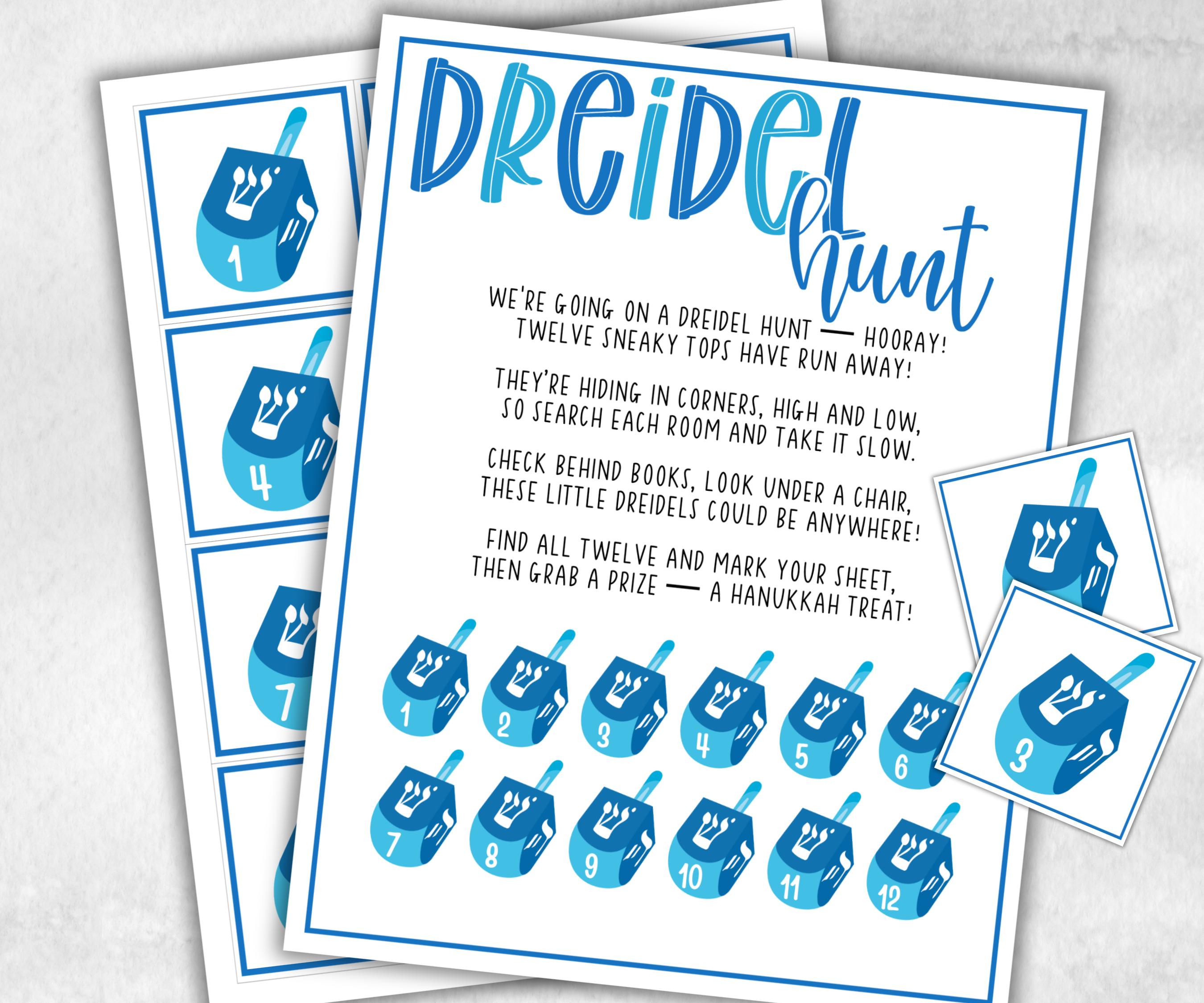 Dreidel Scavenger Hunt, Exciting Interactive Hanukkah Game for Kids, Printable Family Activity Adventure, Dreidel Race, Find the Dreidel-Sports Printables -TheHustlingCatLady-Party Games