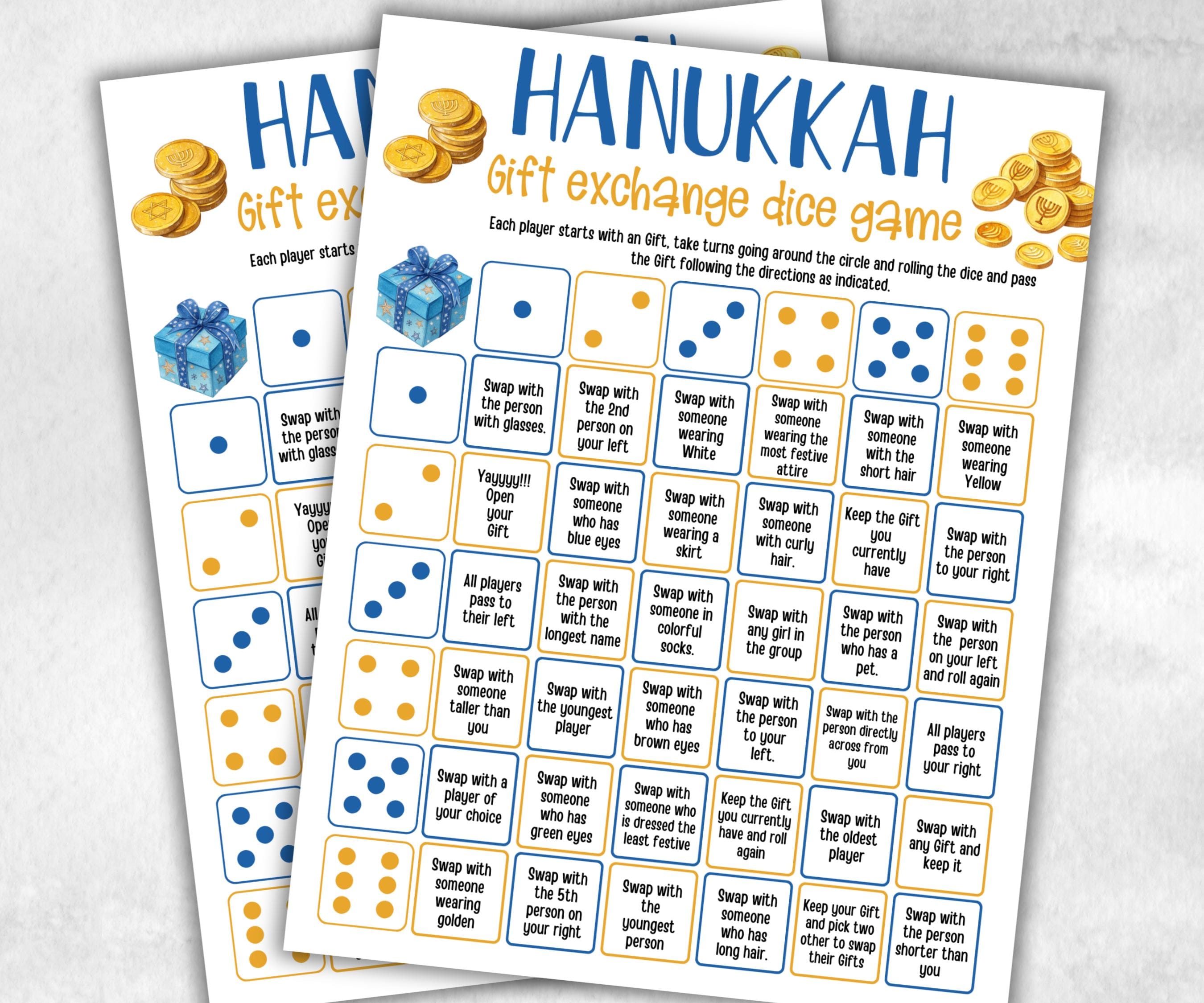 Hanukkah Gift, Fun Dice Exchange, Unique Holiday Celebration, Family Fun, Group Gift Game, Present Exchange, Church Gift Swap, Gift Exchange-Sports Printables -TheHustlingCatLady-Party Games