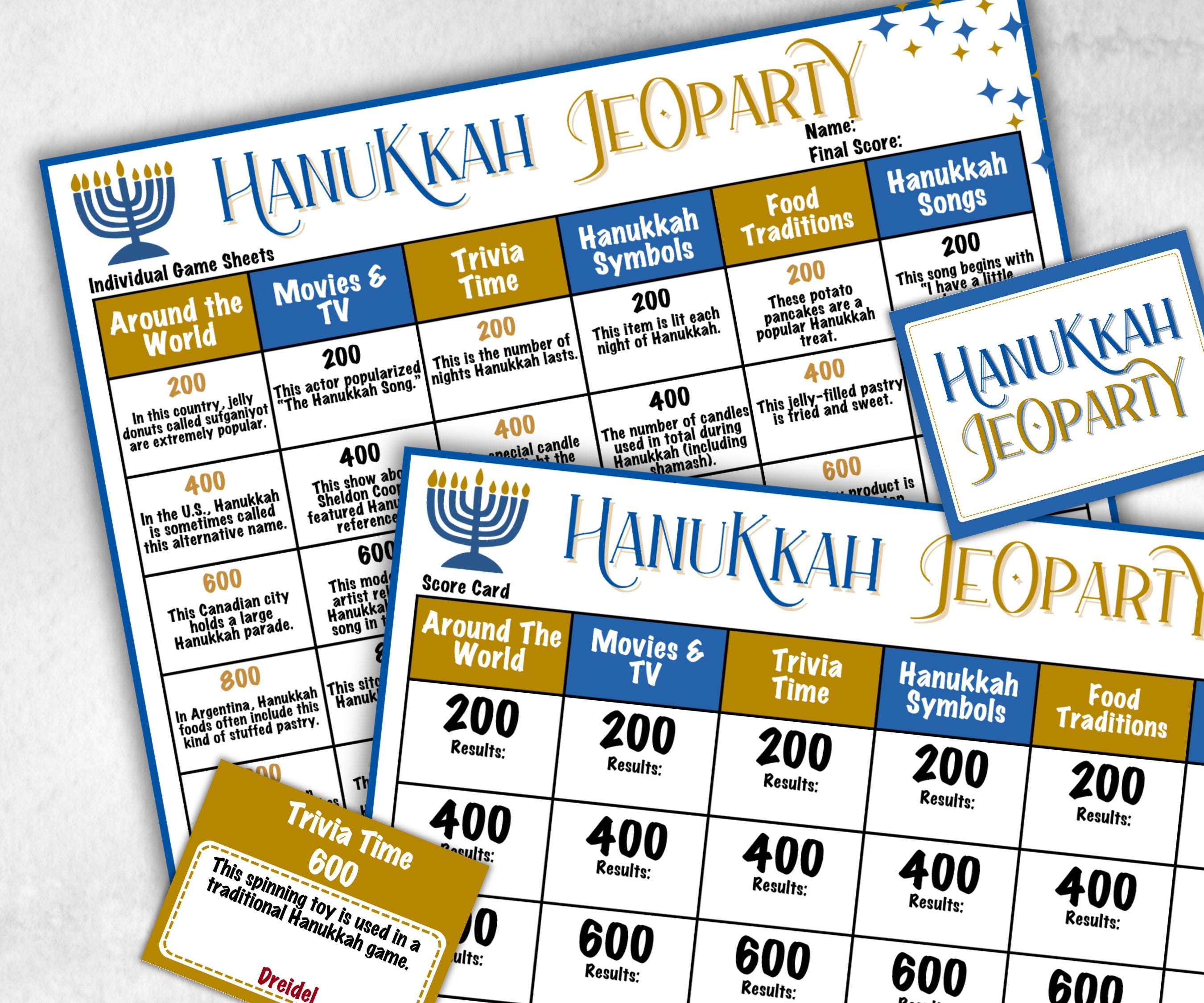 Hanukkah Holiday Jeoparty Trivia Game, Fun Family Activity, Holiday Quiz, Holiday Party Challenge, Holiday, Festive Quiz, Group word Game-Sports Printables -TheHustlingCatLady-Party Games