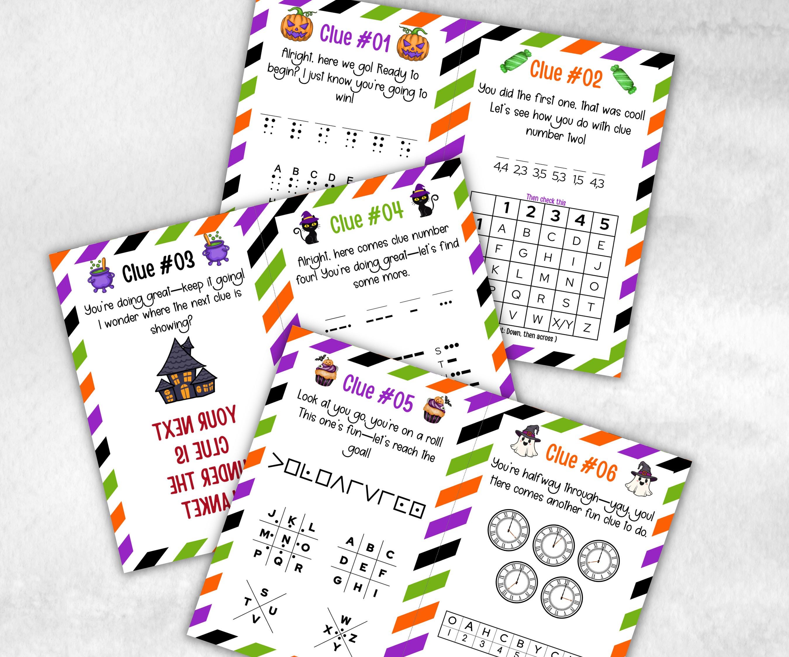 Halloween Indoor Scavenger Hunt, Treasure Hunt Party Game, Halloween Printable Party Activity, Kids Treasure Hunt Clues, Scavenger Hunt Clue-Halloween Printables -TheHustlingCatLady-Party Games
