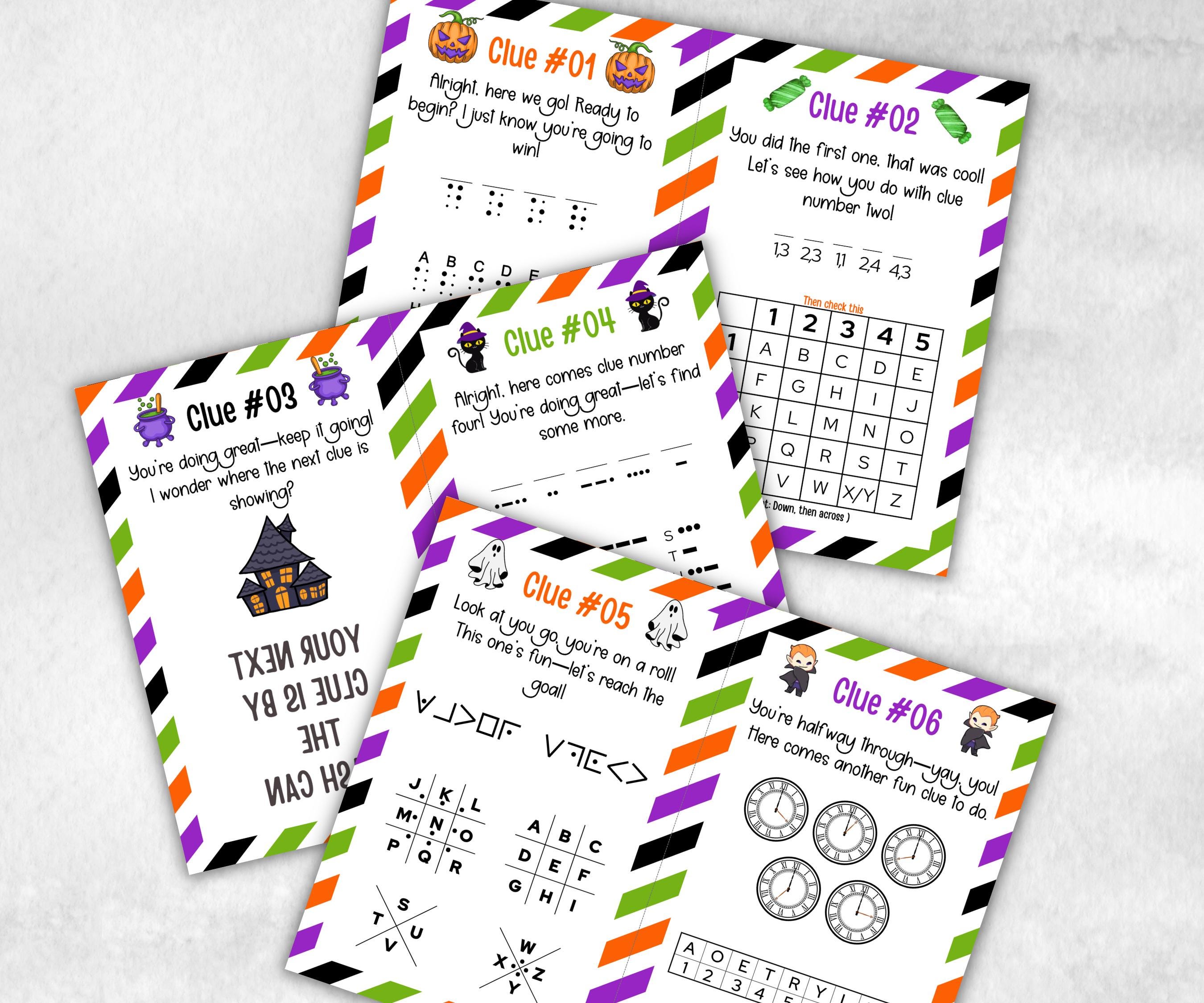 Halloween Outdoor Scavenger Hunt, Treasure Hunt Party Game, Halloween Printable Party Activity, Kids Treasure Hunt Clue, Scavenger Hunt Clue-Halloween Printables -TheHustlingCatLady-Party Games