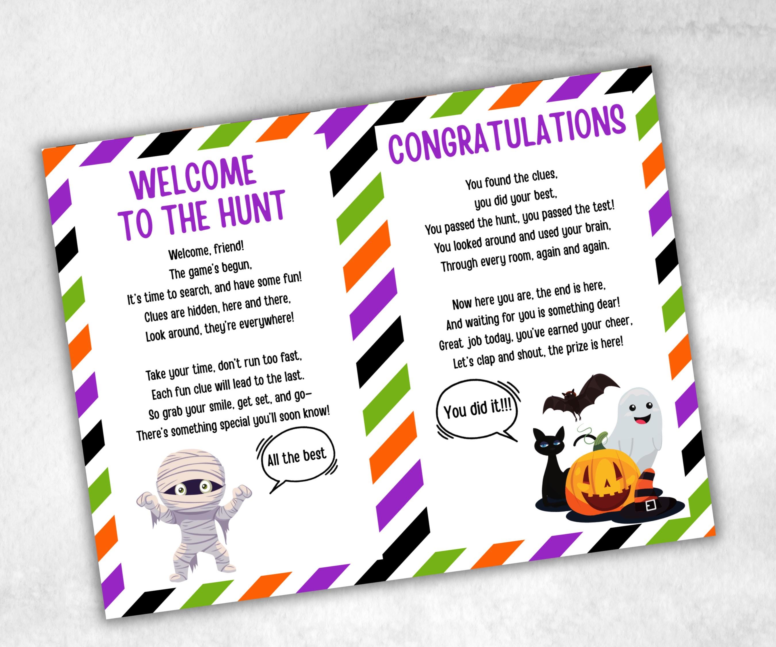 Halloween Outdoor Scavenger Hunt, Treasure Hunt Party Game, Halloween Printable Party Activity, Kids Treasure Hunt Clue, Scavenger Hunt Clue-Halloween Printables -TheHustlingCatLady-Party Games
