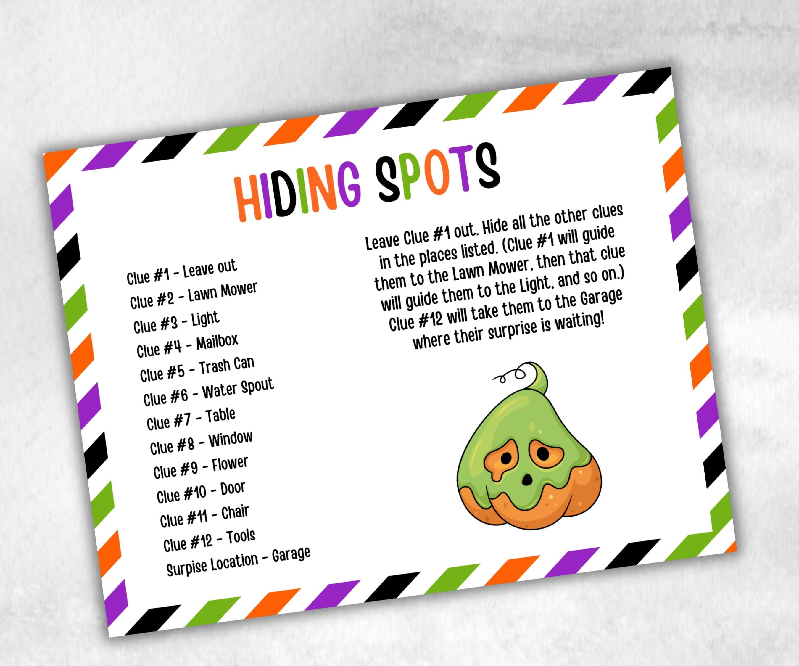 Halloween Outdoor Treasure Hunt, Scavenger Hunt Party Game, Halloween Printable Party Activity, Kids Treasure Hunt Clue, Scavenger Hunt Clue-Halloween Printables -TheHustlingCatLady-Party Games