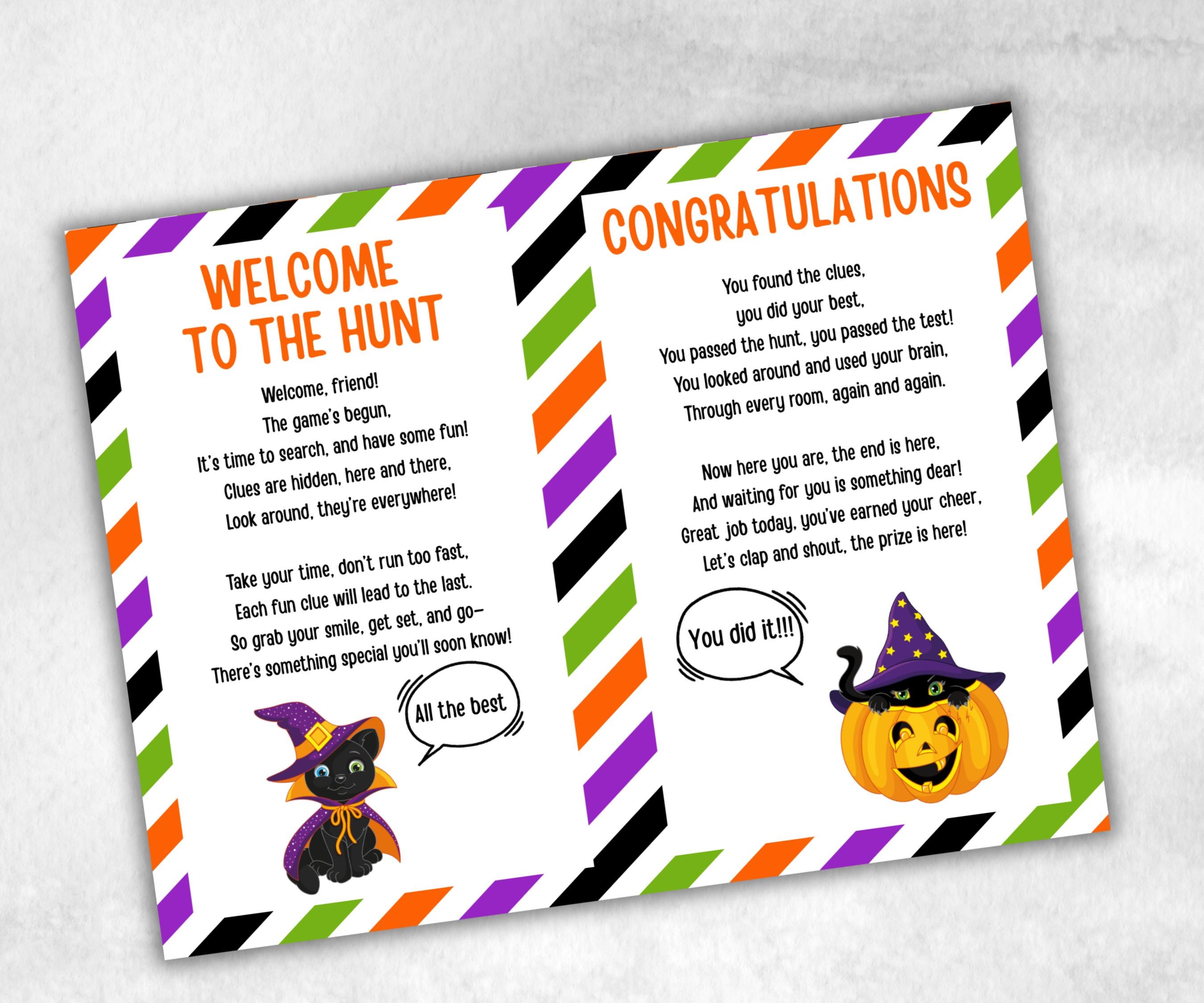 Halloween Outdoor Treasure Hunt, Scavenger Hunt Party Game, Halloween Printable Party Activity, Kids Treasure Hunt Clue, Scavenger Hunt Clue-Halloween Printables -TheHustlingCatLady-Party Games
