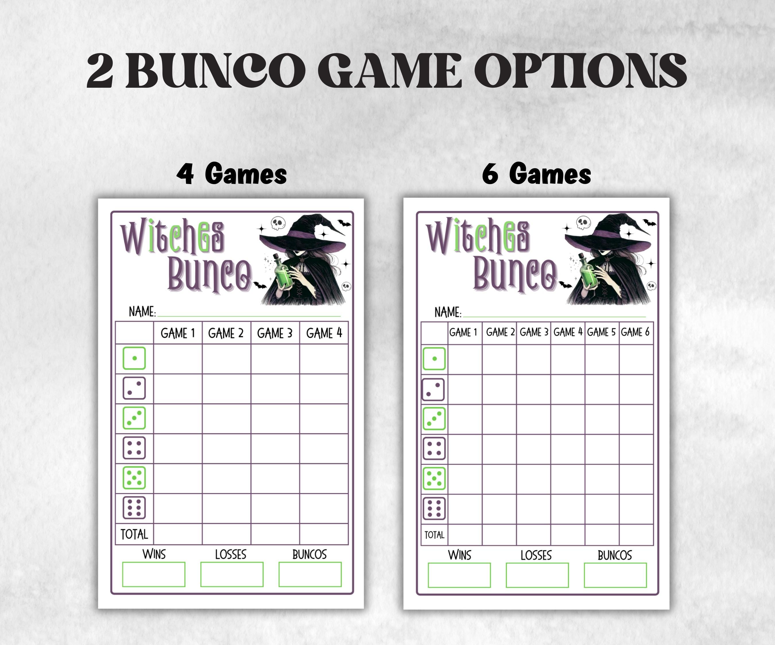Printable Witches Bunco Score Sheet, Halloween Bunco Invitation, Bunco Game, Tally Sheet, bunco score cards, Witchy bunco night, Bunco Night-Halloween Printables -TheHustlingCatLady-Party Games