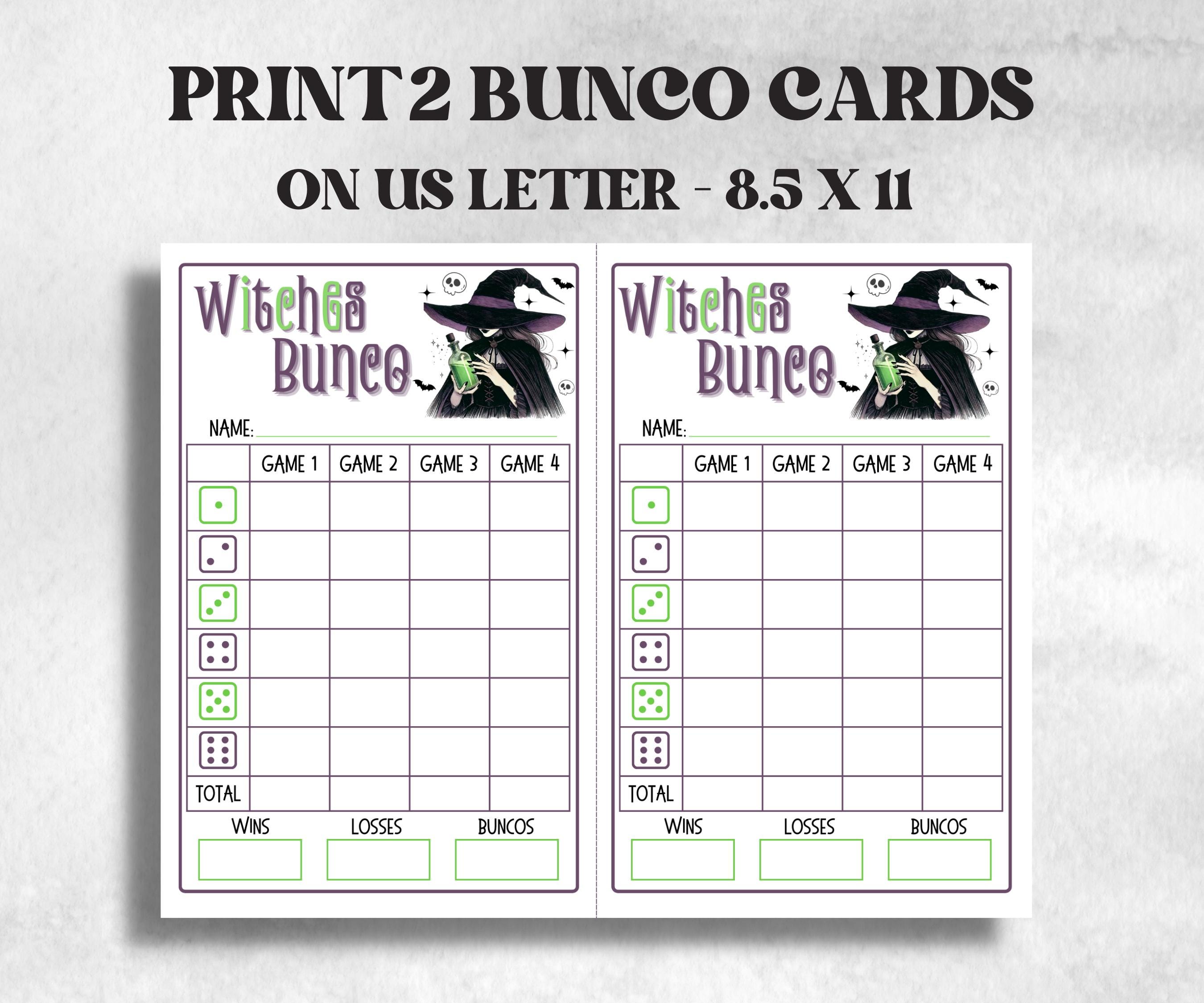 Printable Witches Bunco Score Sheet, Halloween Bunco Invitation, Bunco Game, Tally Sheet, bunco score cards, Witchy bunco night, Bunco Night-Halloween Printables -TheHustlingCatLady-Party Games
